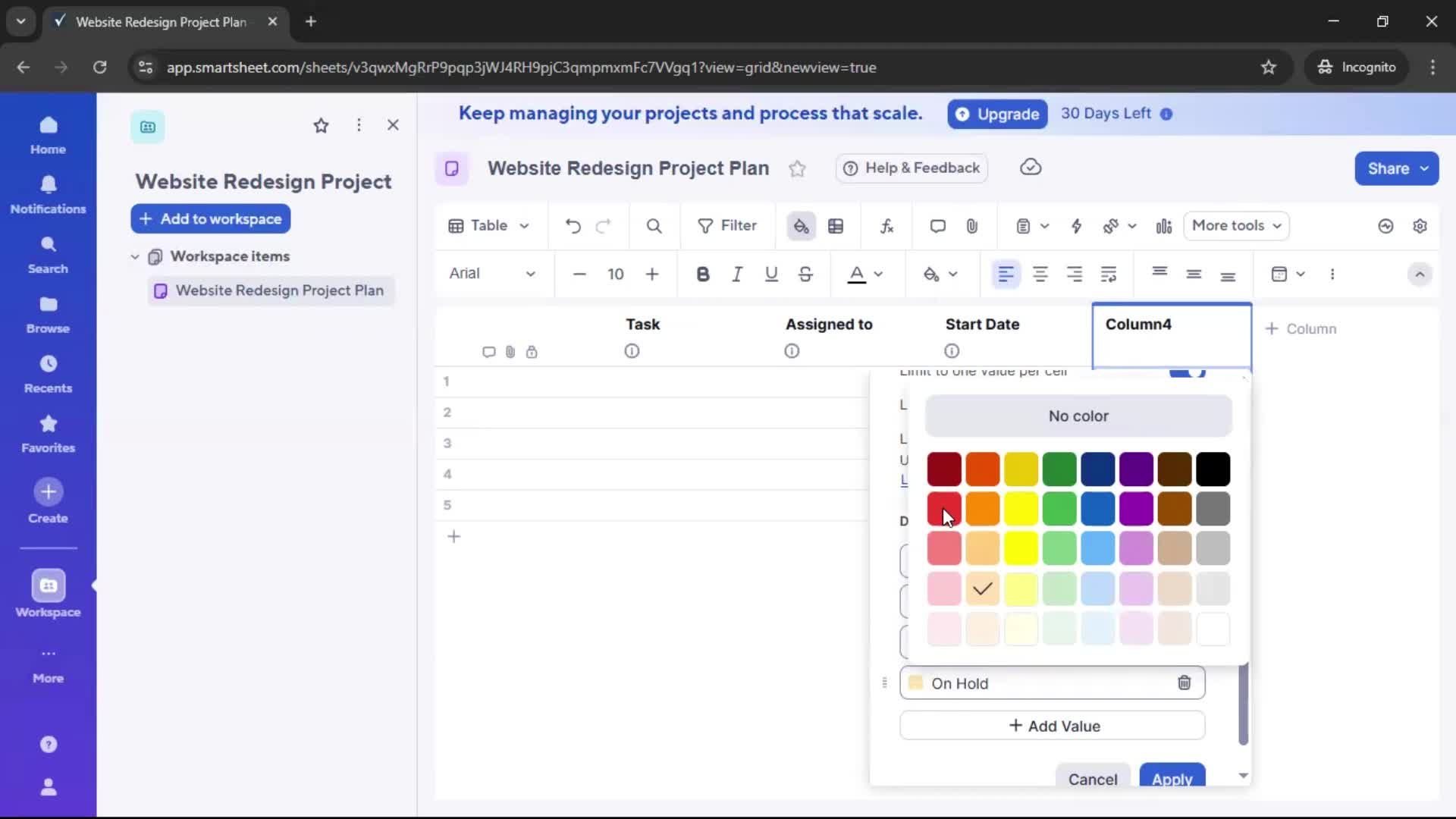 Creating a project screenshot