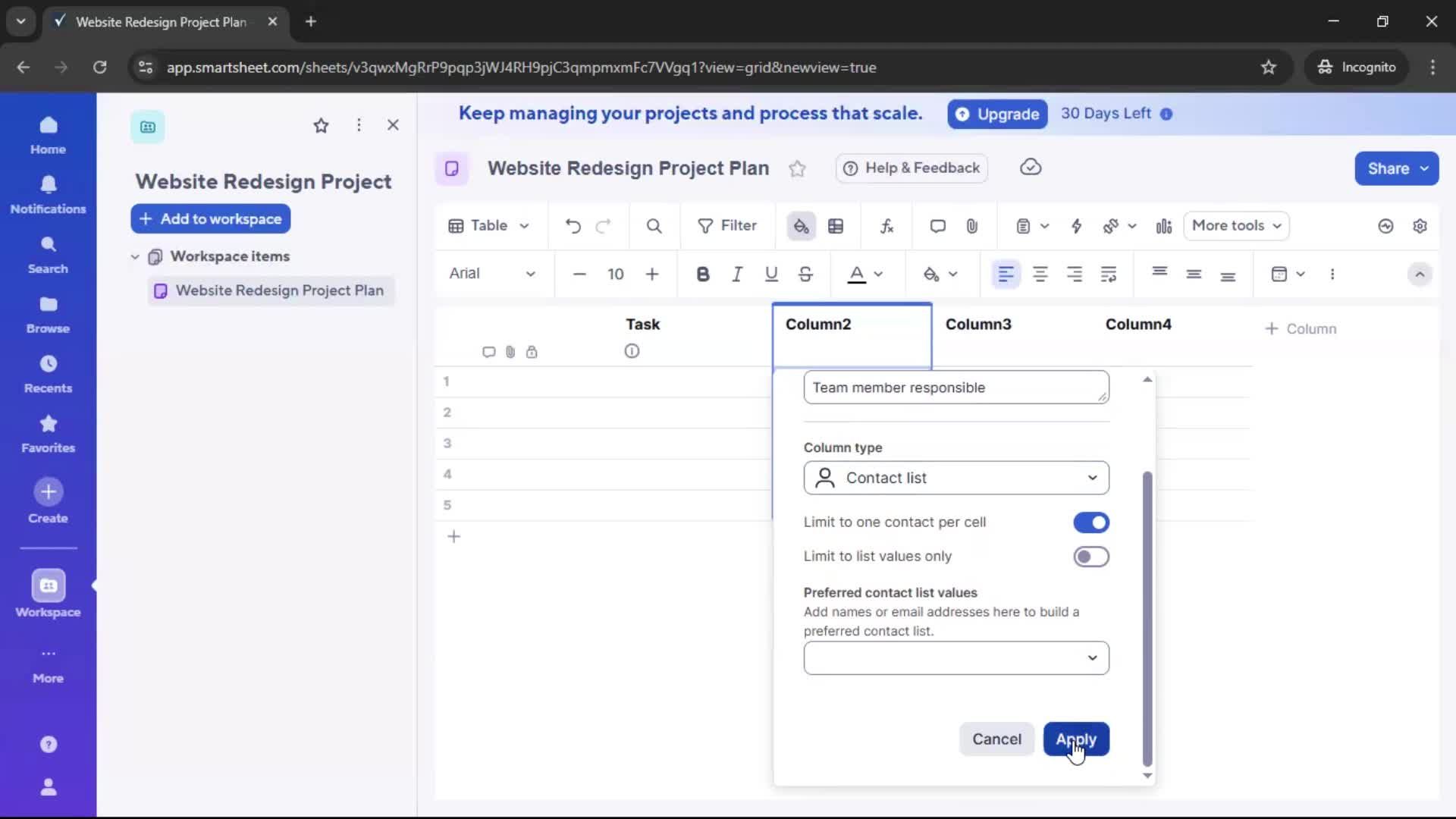 Creating a project screenshot