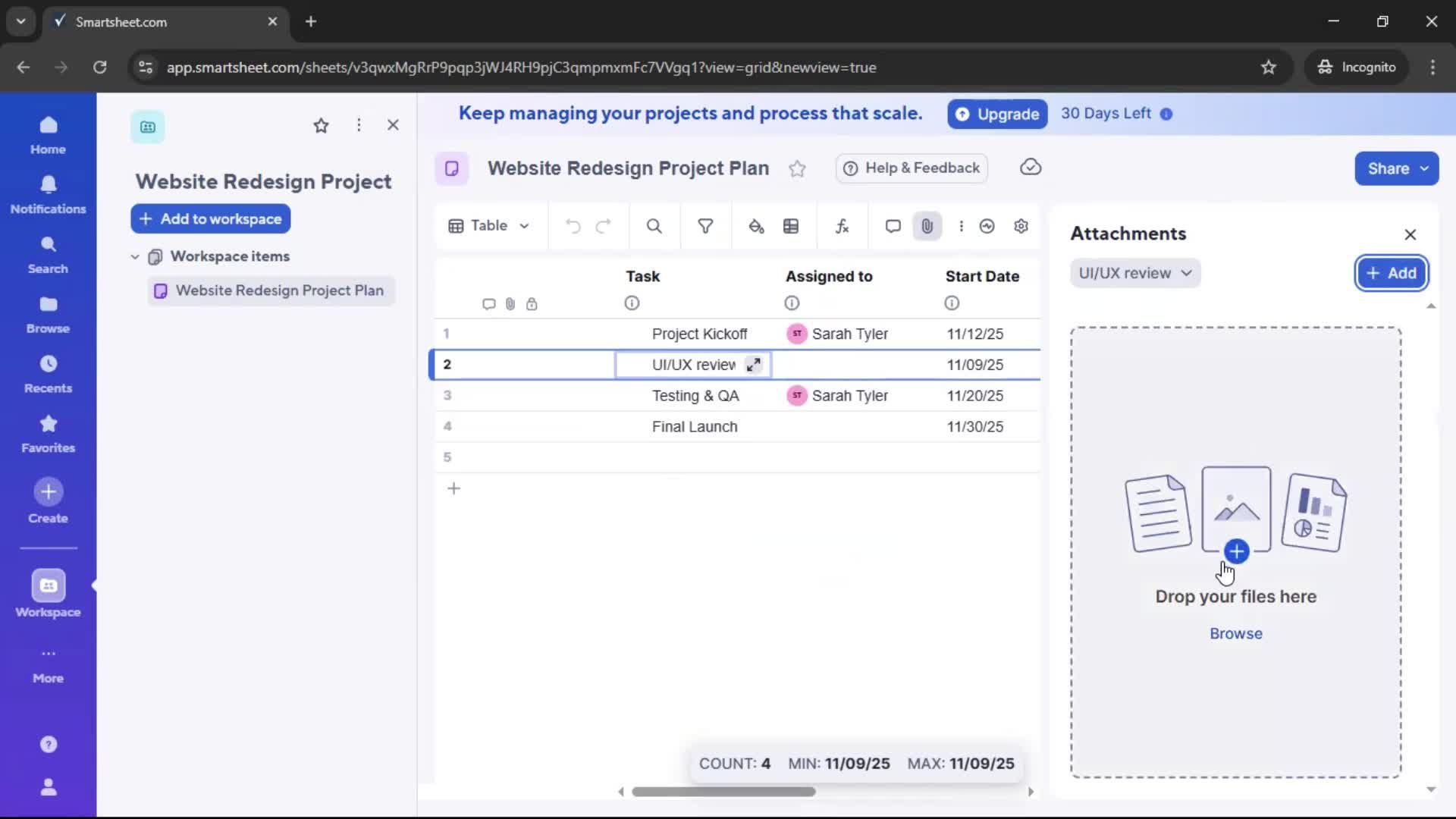 Creating a project screenshot