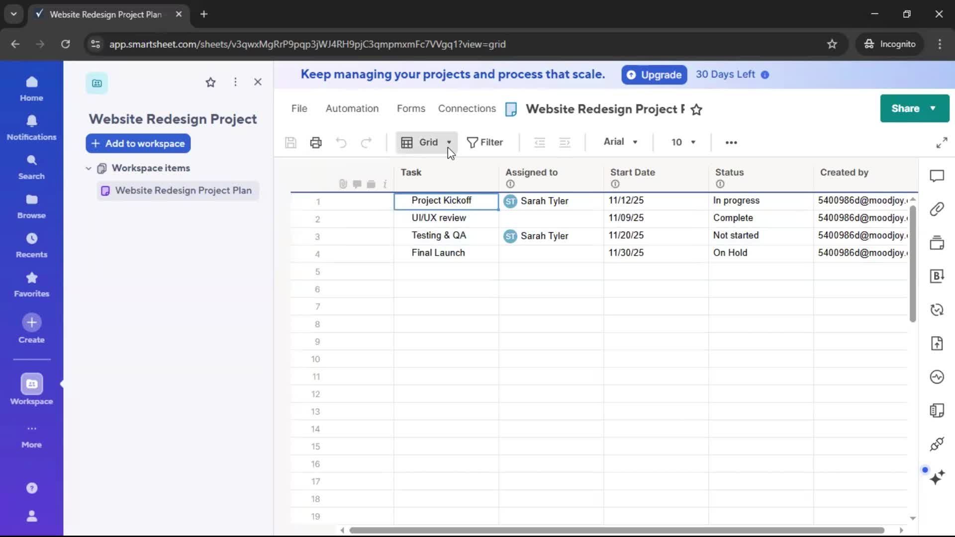 Creating a project screenshot