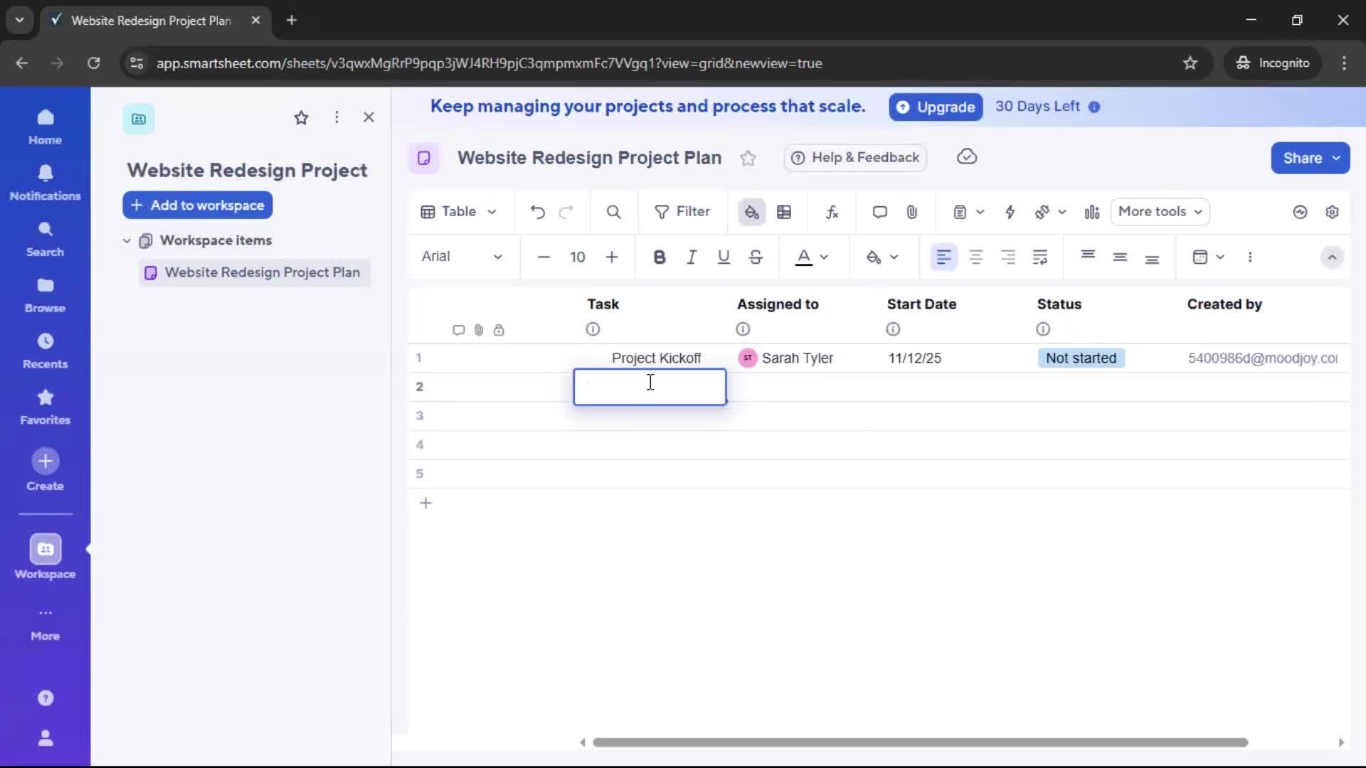 Creating a project screenshot