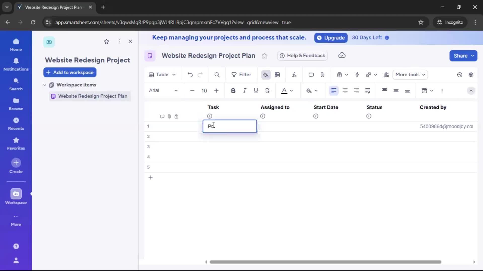 Creating a project screenshot