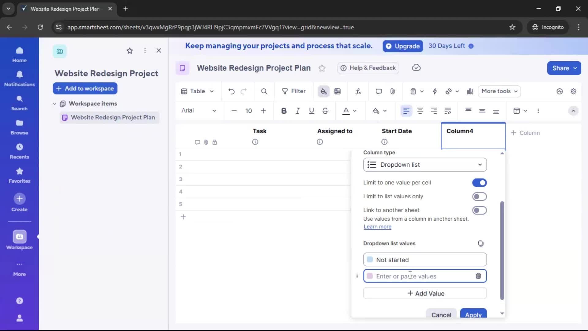 Creating a project screenshot
