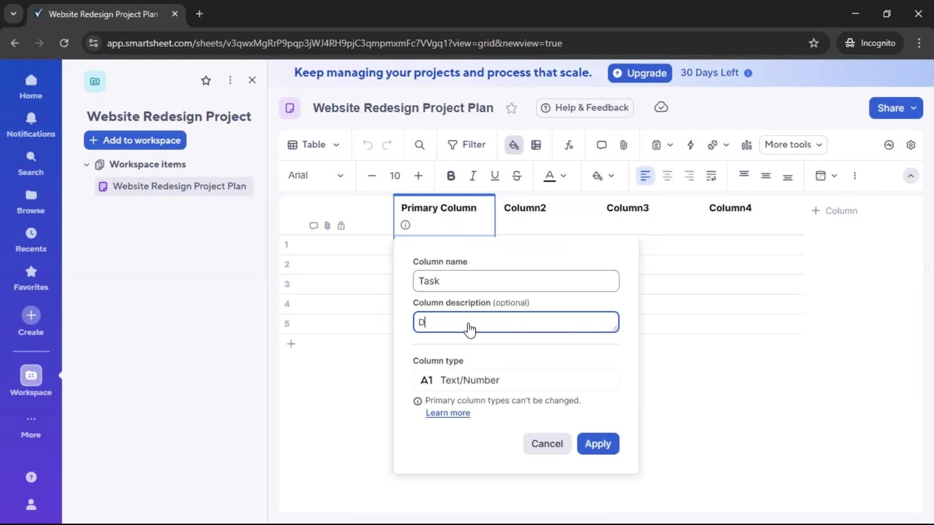 Creating a project screenshot