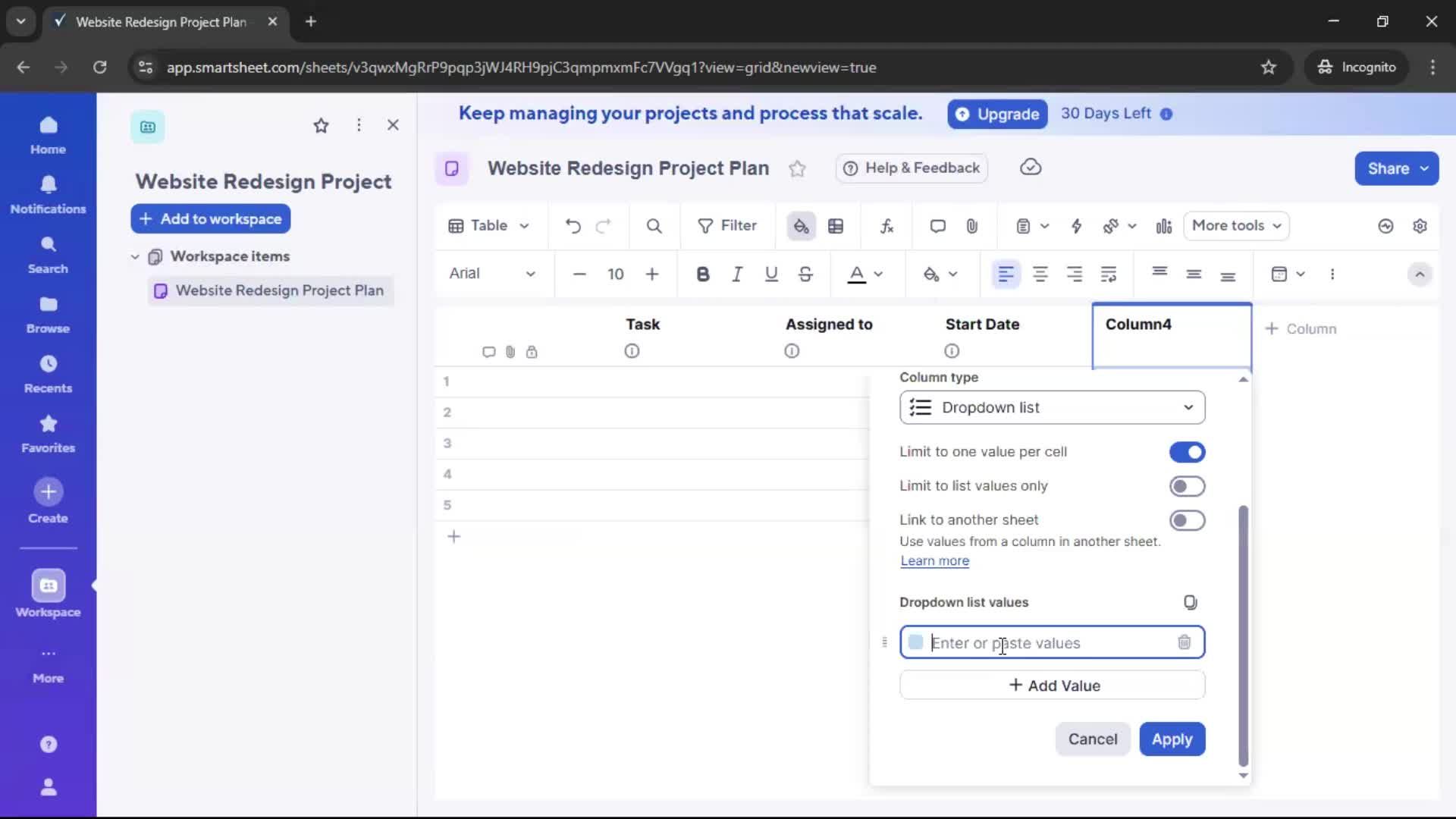 Creating a project screenshot