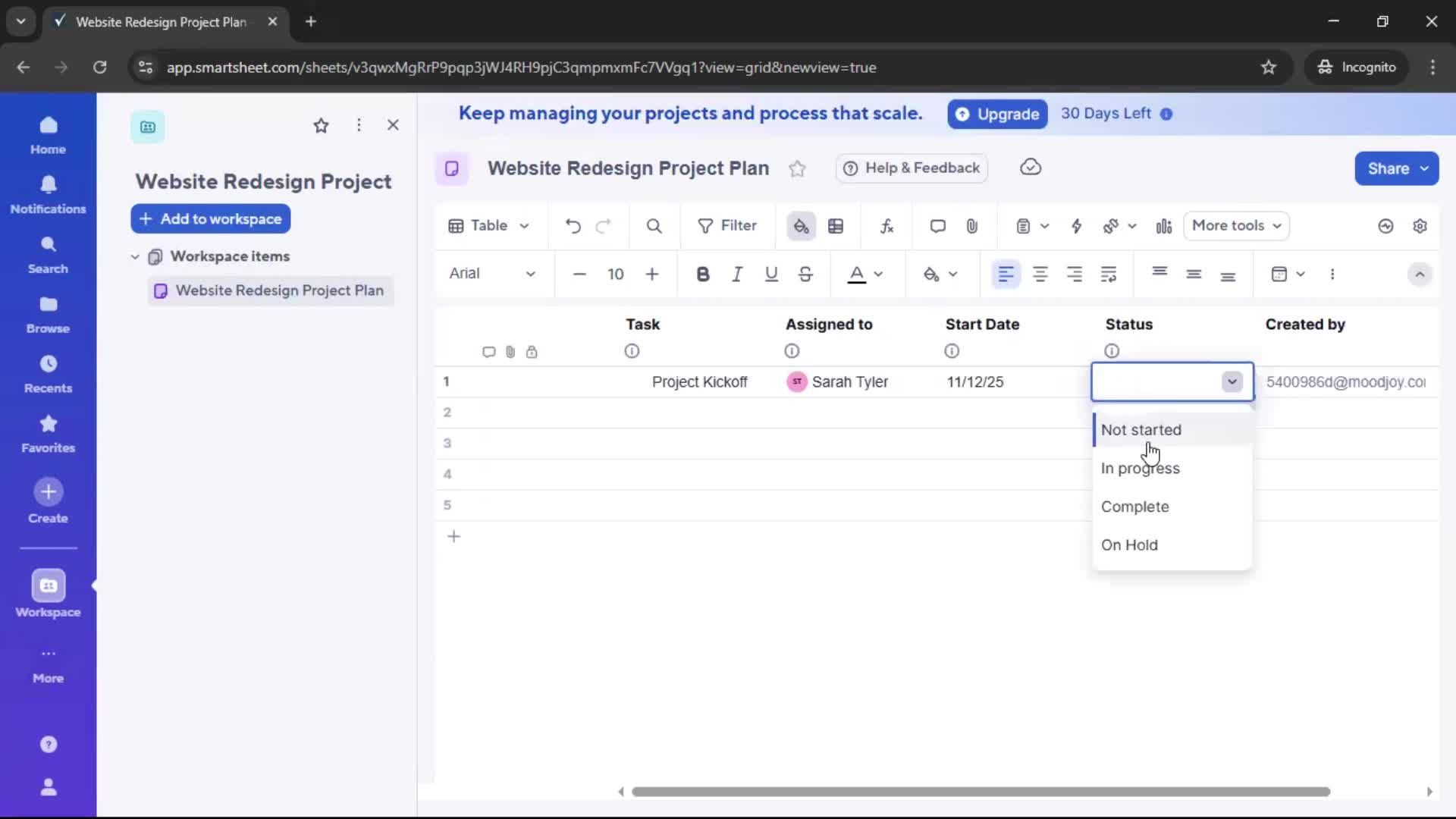 Creating a project screenshot