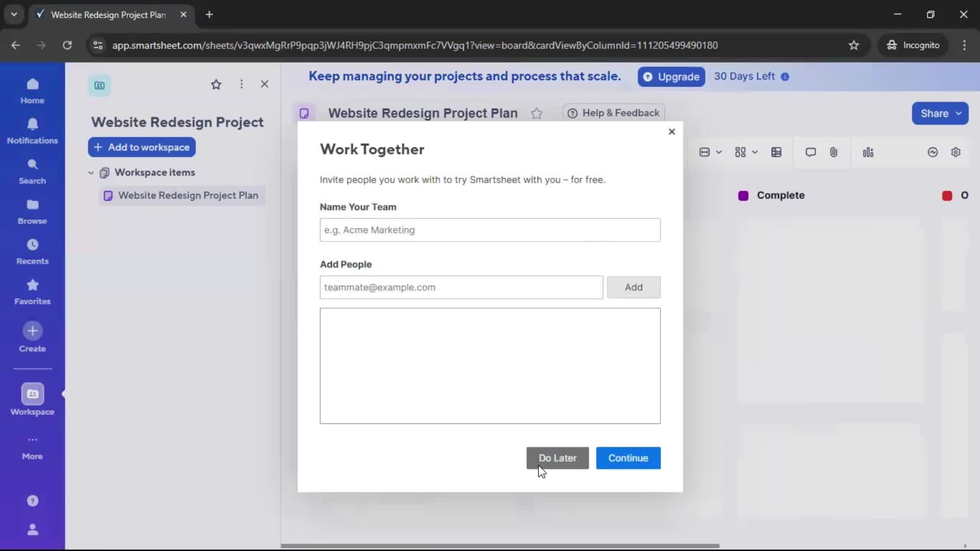 Creating a project screenshot