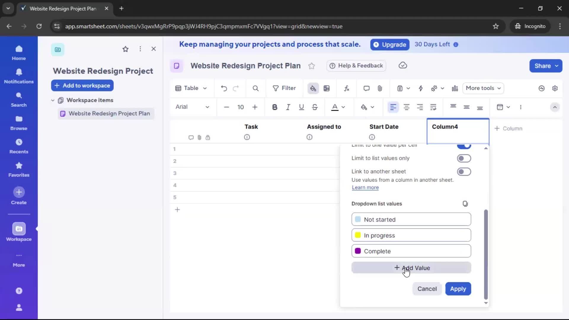 Creating a project screenshot