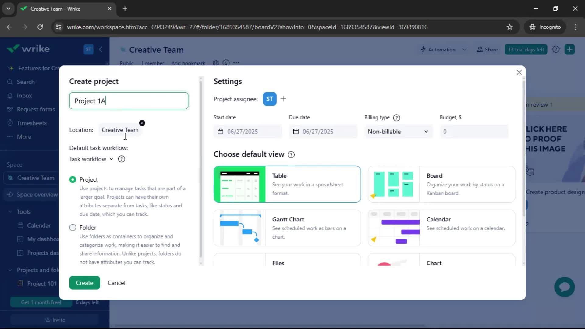 Creating a project screenshot