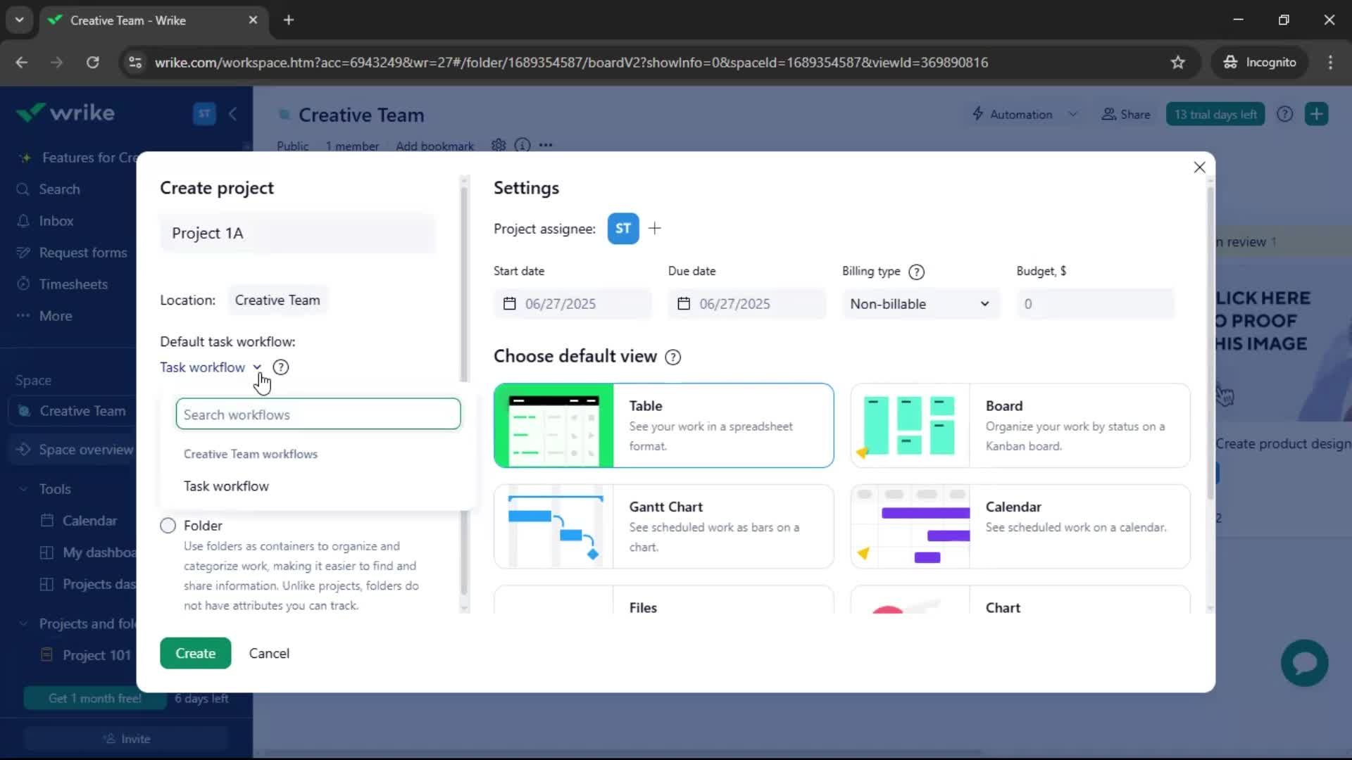 Creating a project screenshot