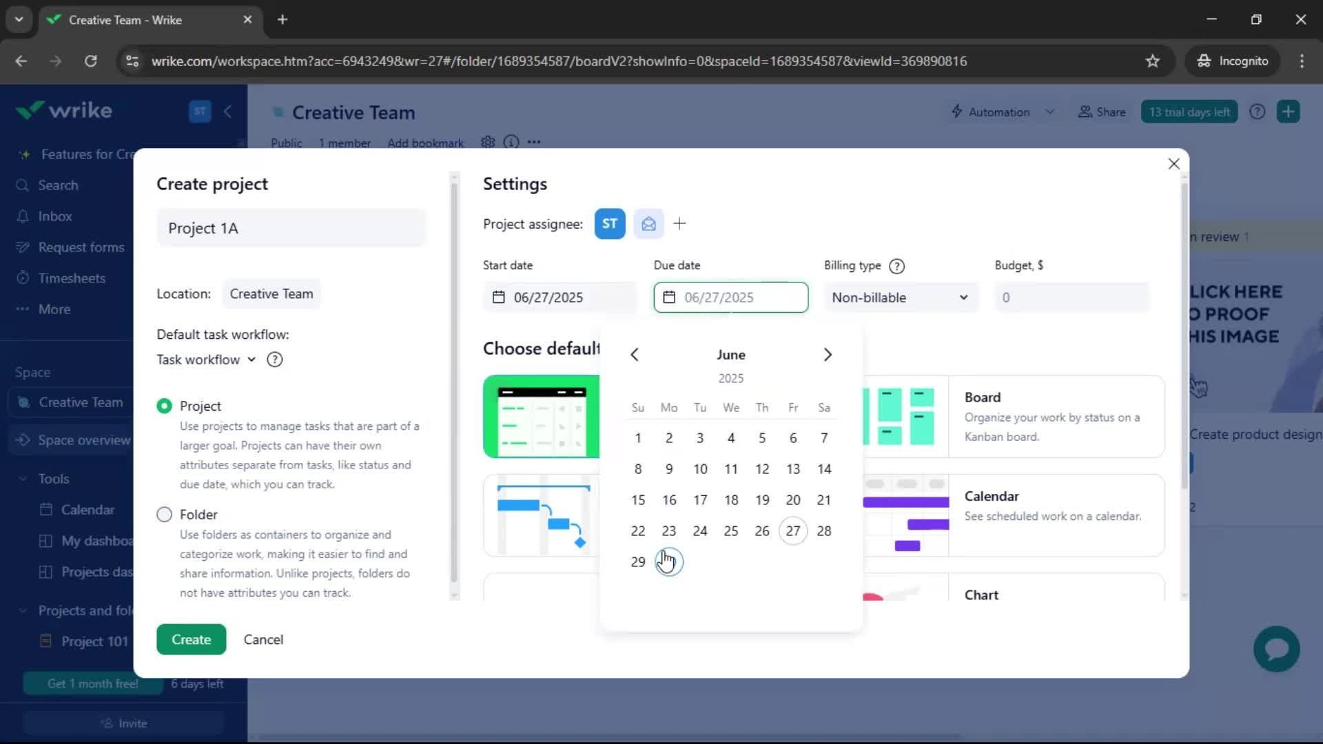 Creating a project screenshot