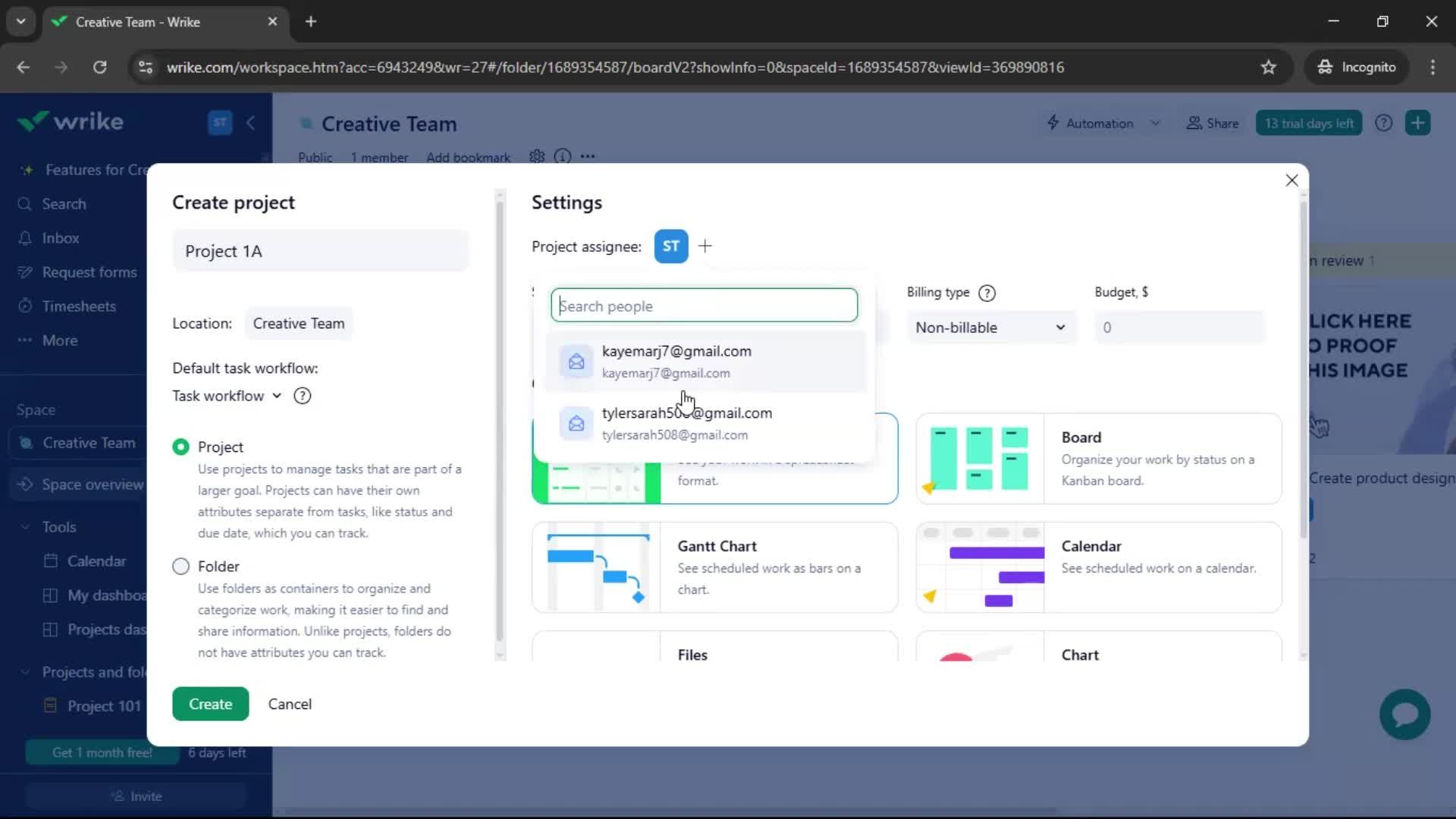 Creating a project screenshot