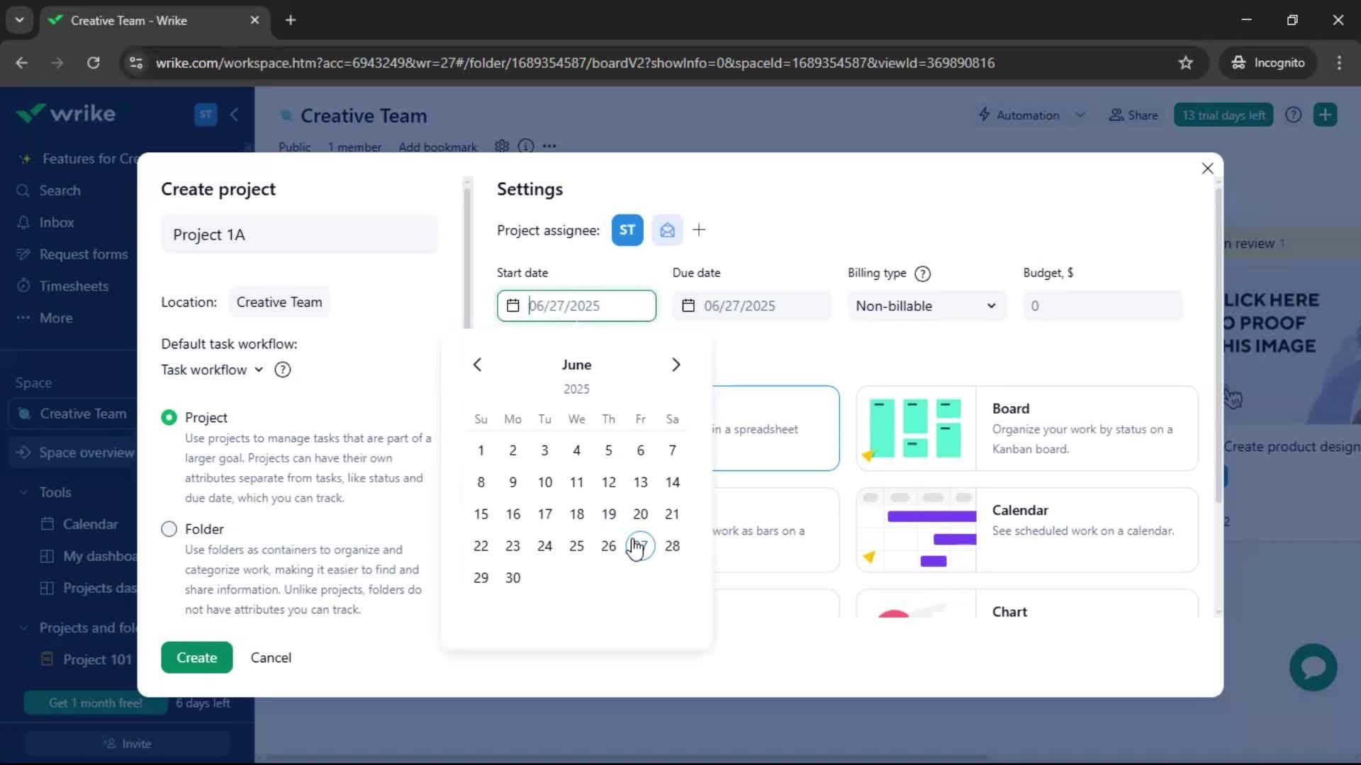Creating a project screenshot