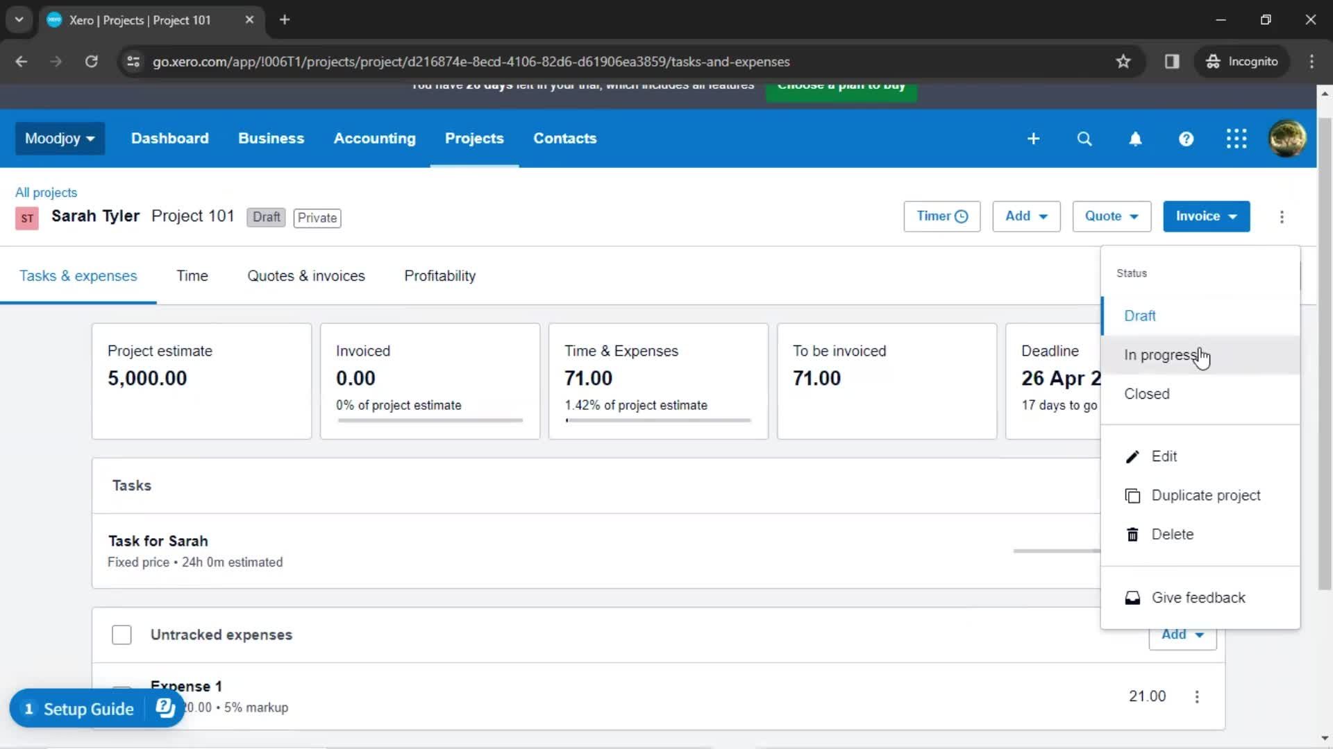Creating a project screenshot