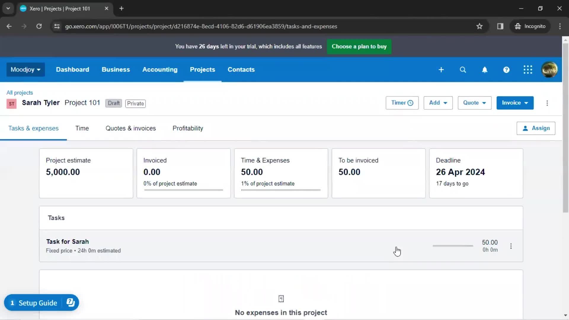 Creating a project screenshot