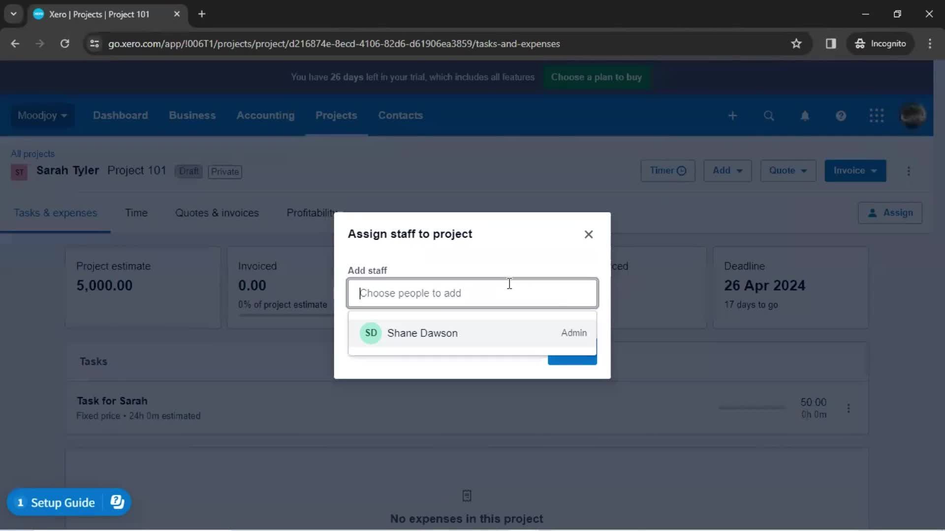 Creating a project screenshot