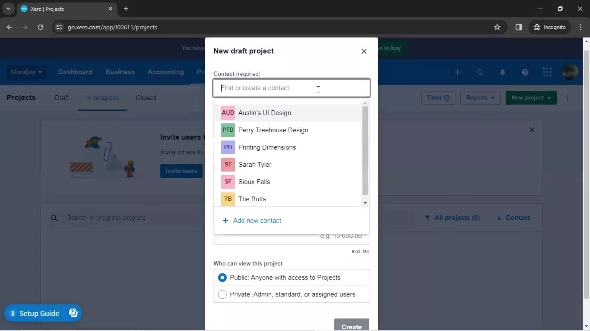 Creating a project screenshot