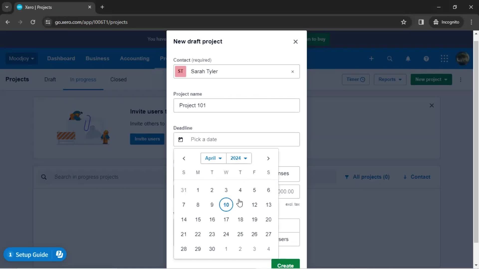 Creating a project screenshot