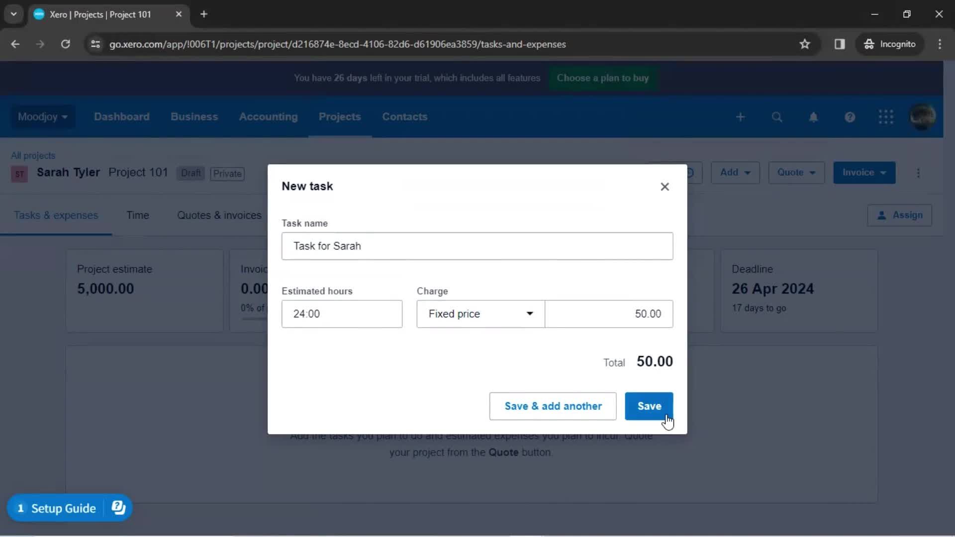 Creating a project screenshot