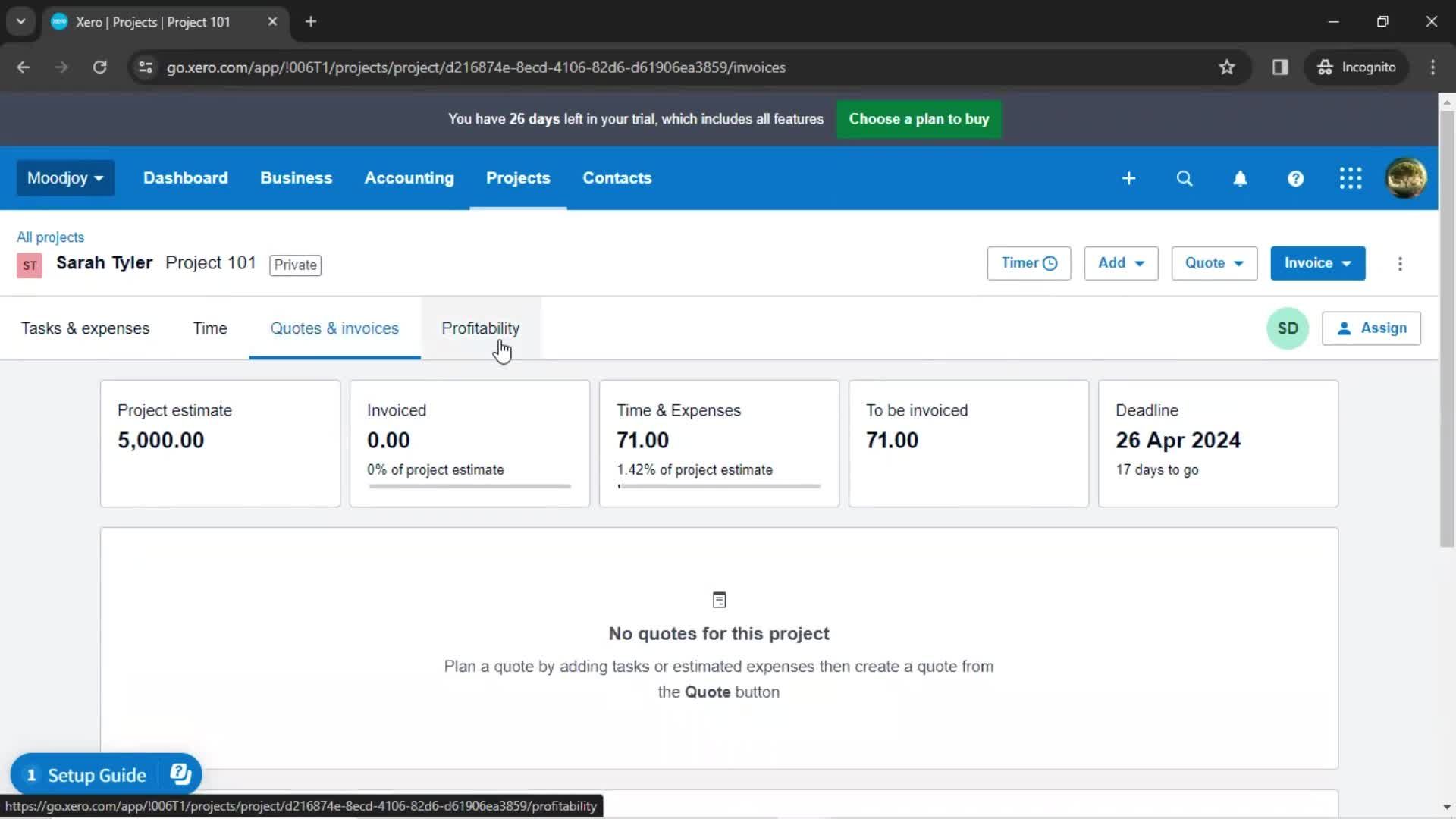 Creating a project screenshot