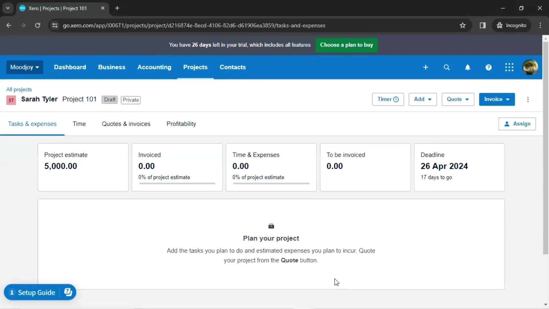 Creating a project screenshot