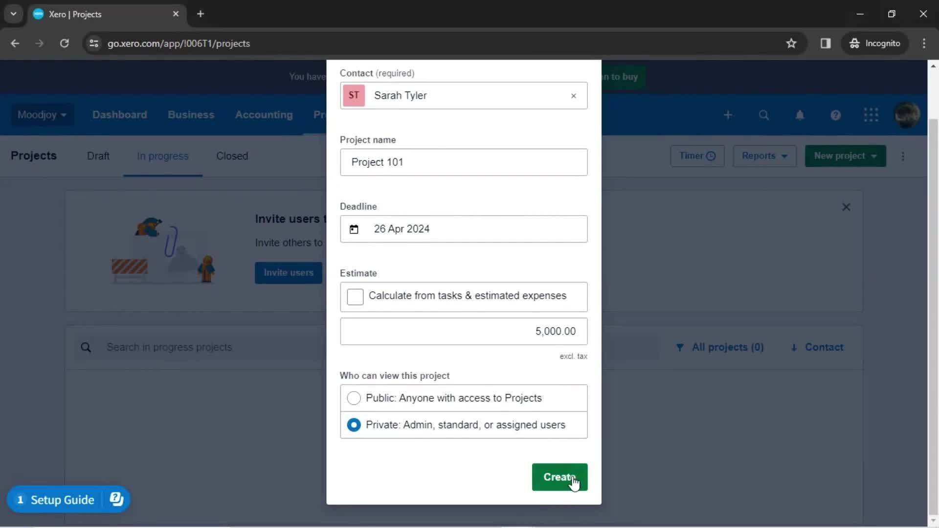 Creating a project screenshot