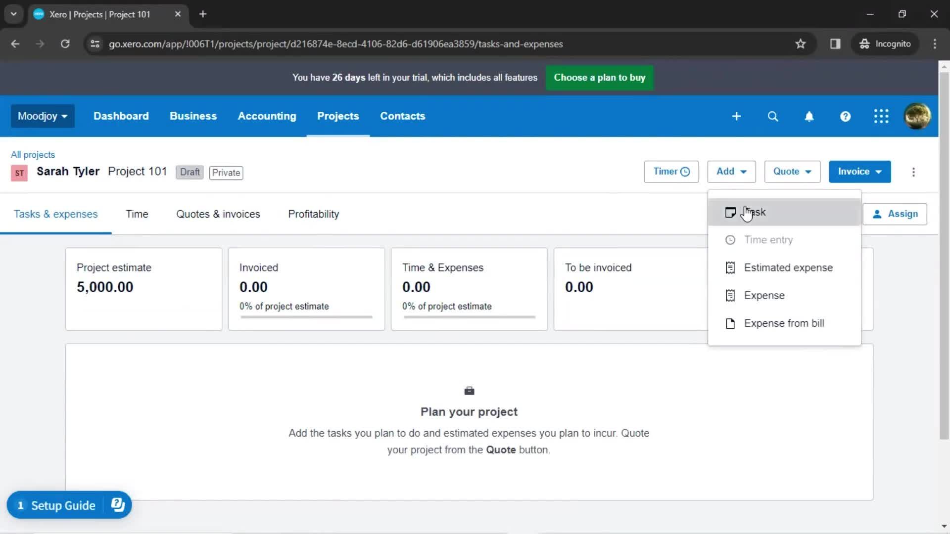 Creating a project screenshot