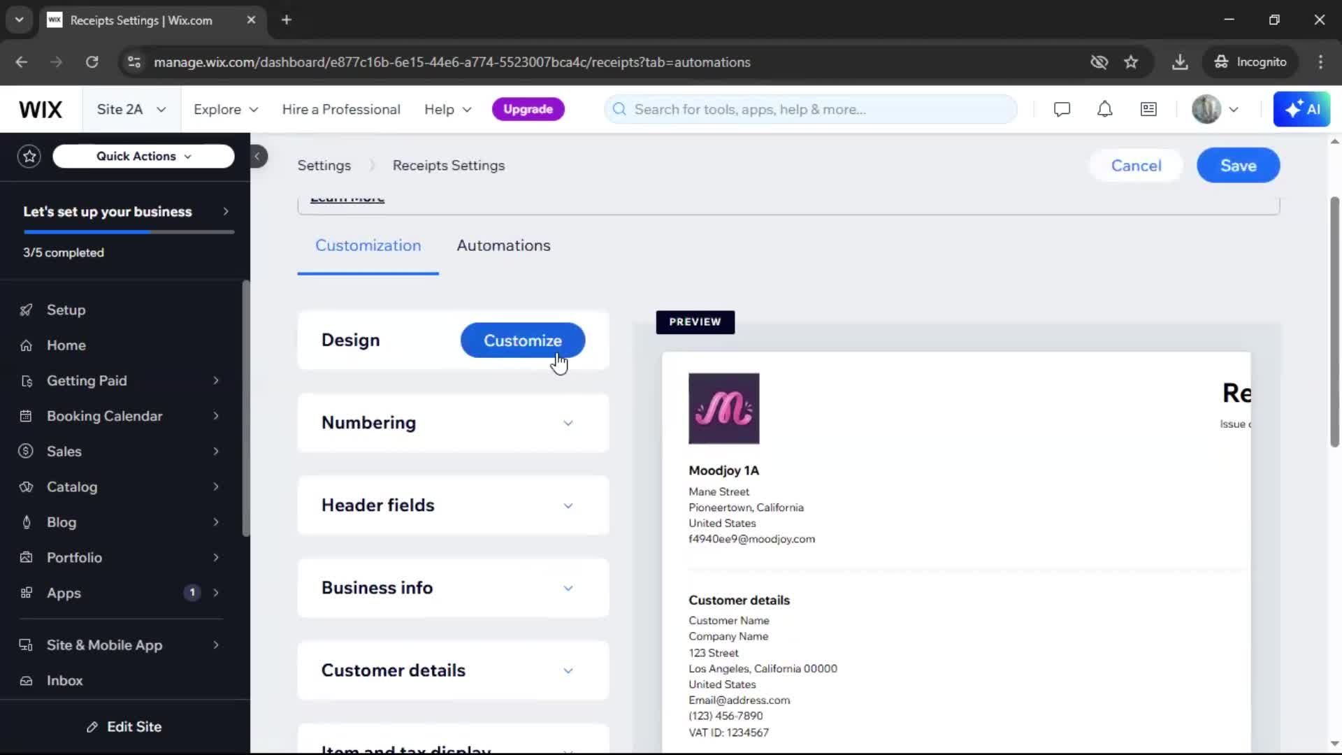 Creating a receipt screenshot