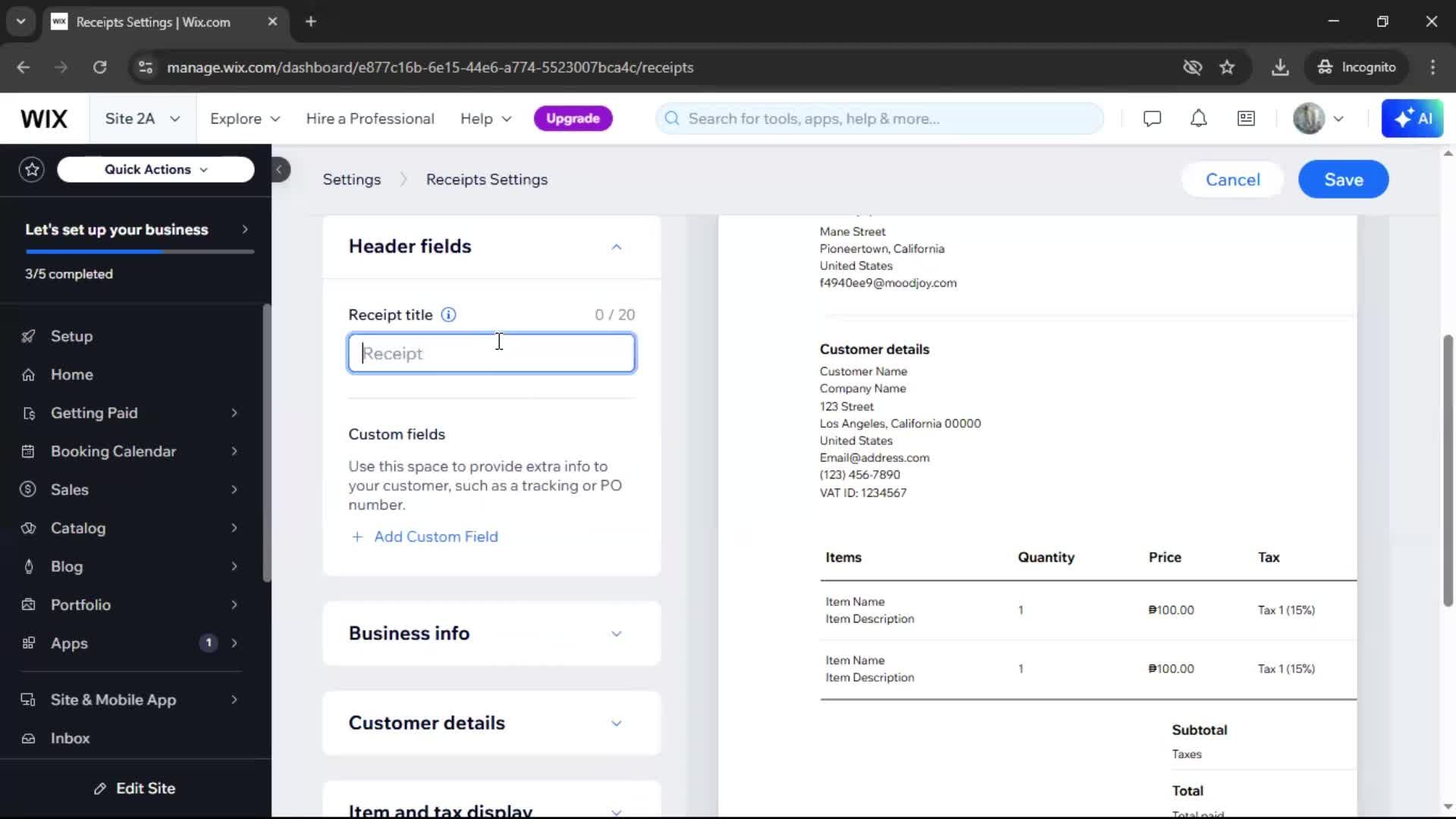 Creating a receipt screenshot