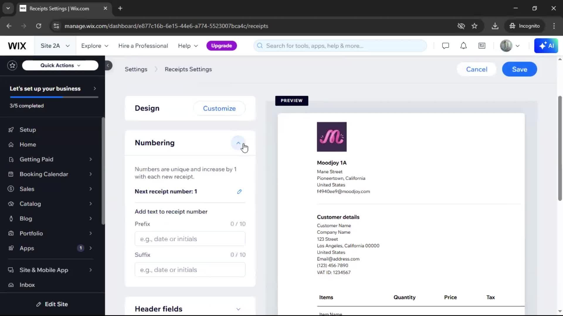 Creating a receipt screenshot