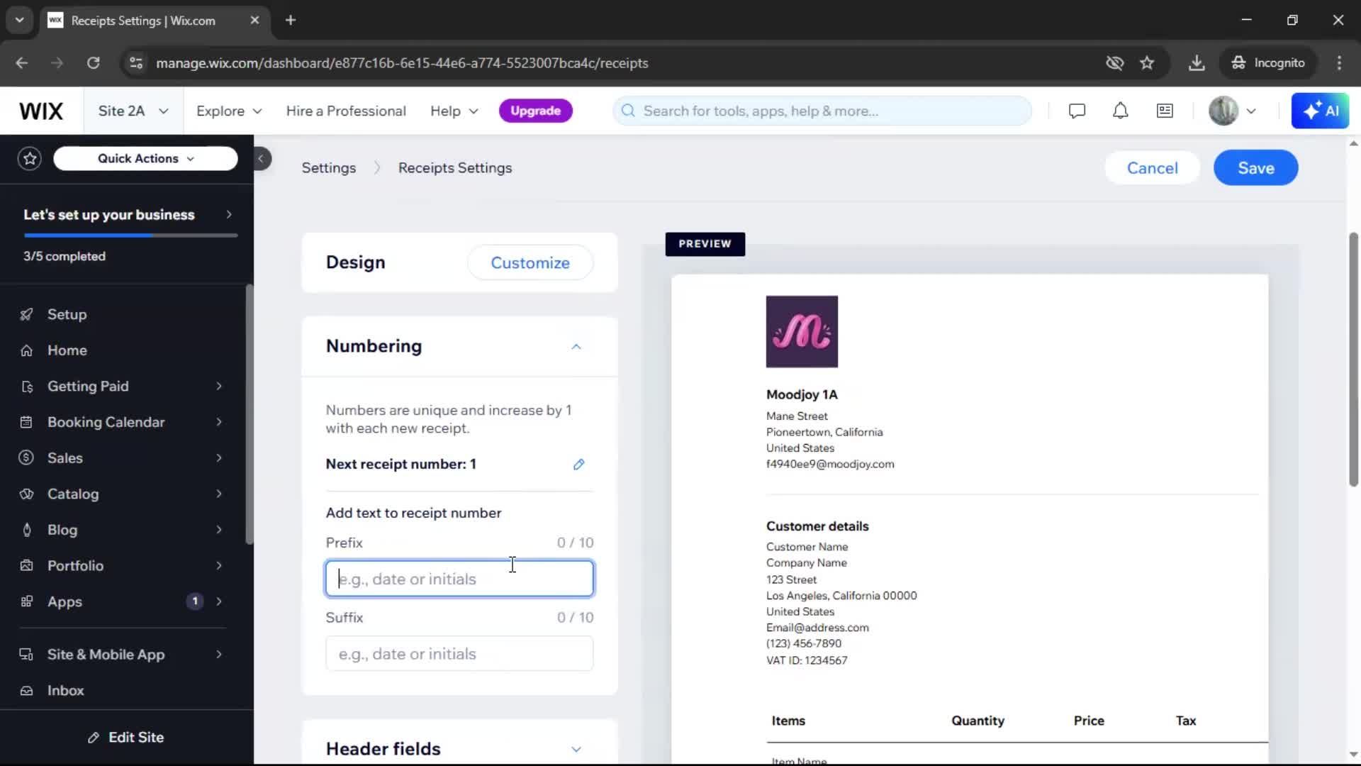 Creating a receipt screenshot