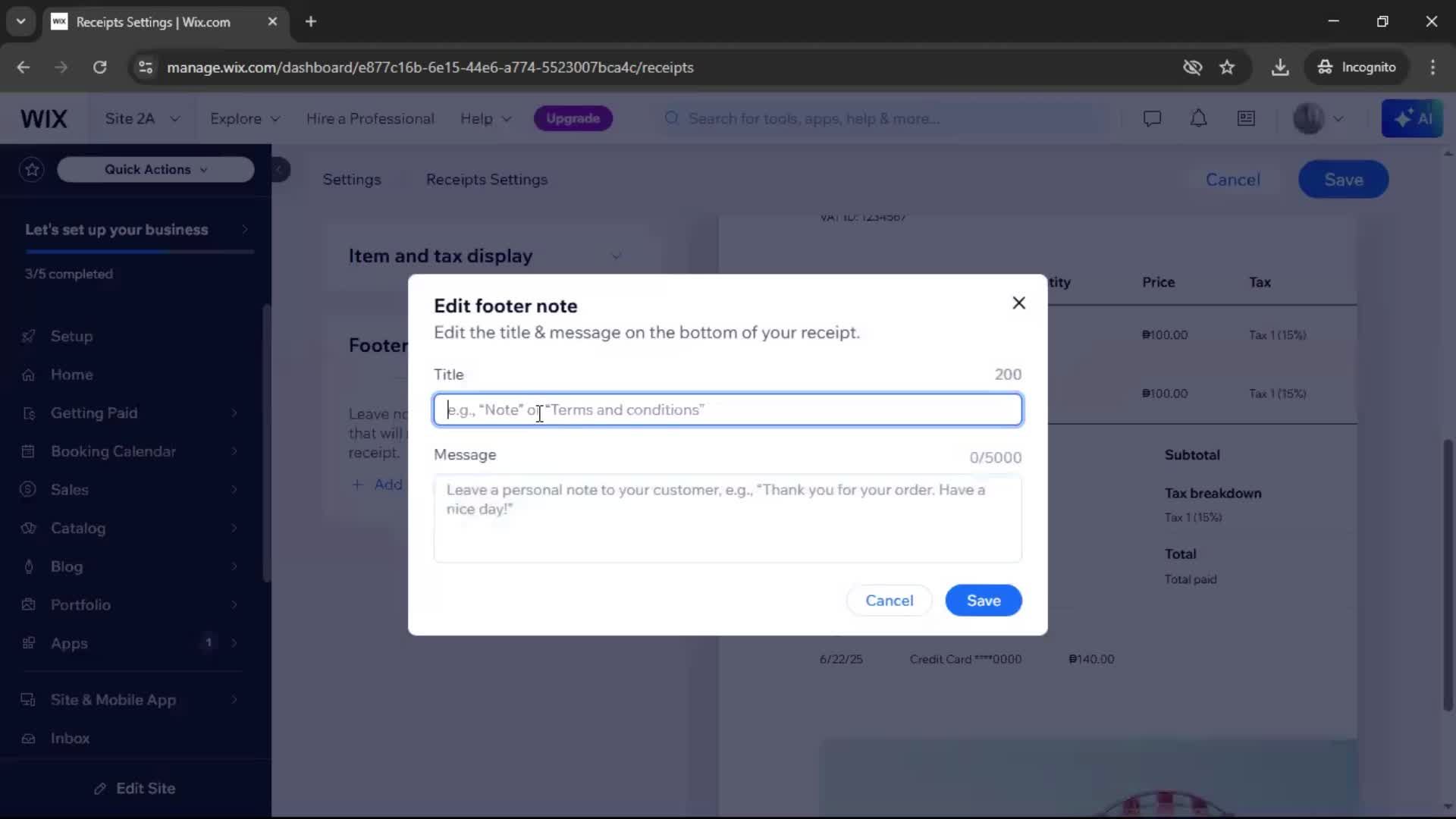 Creating a receipt screenshot