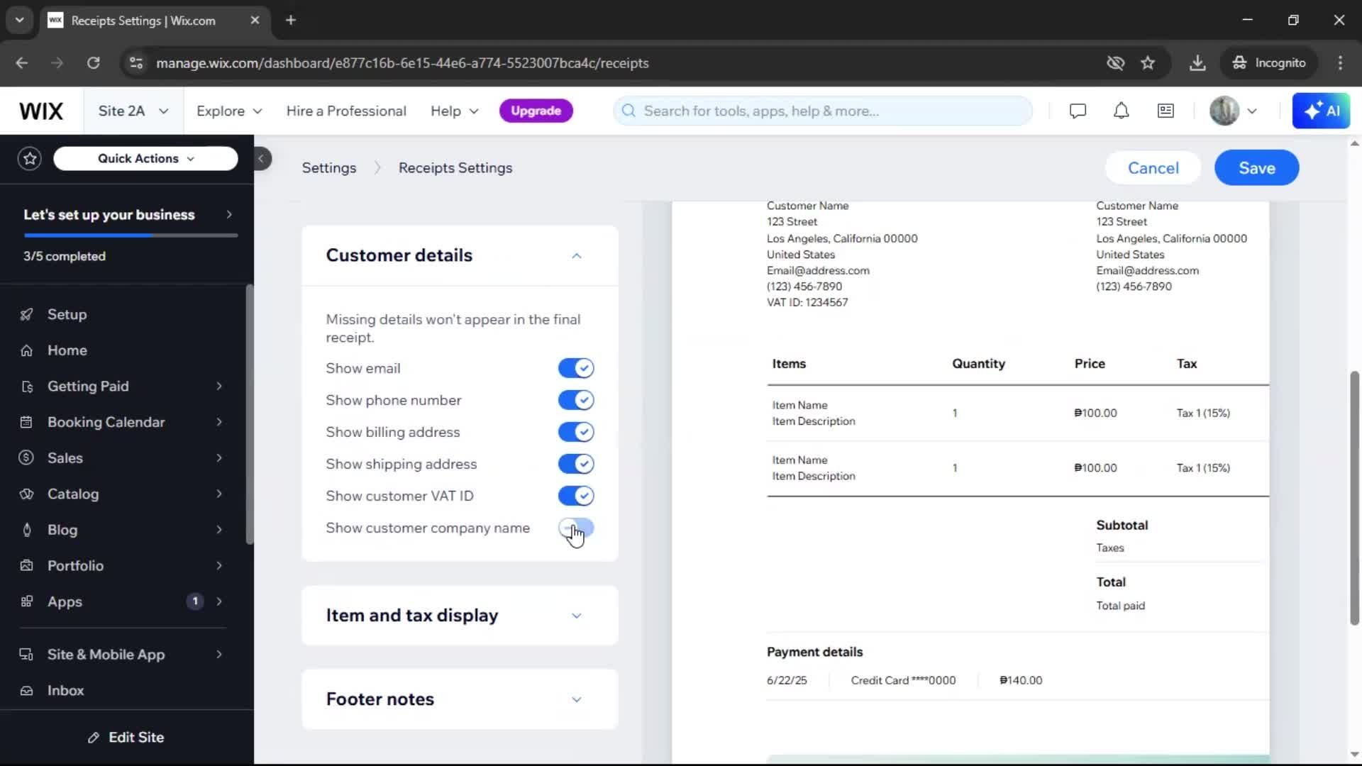 Creating a receipt screenshot