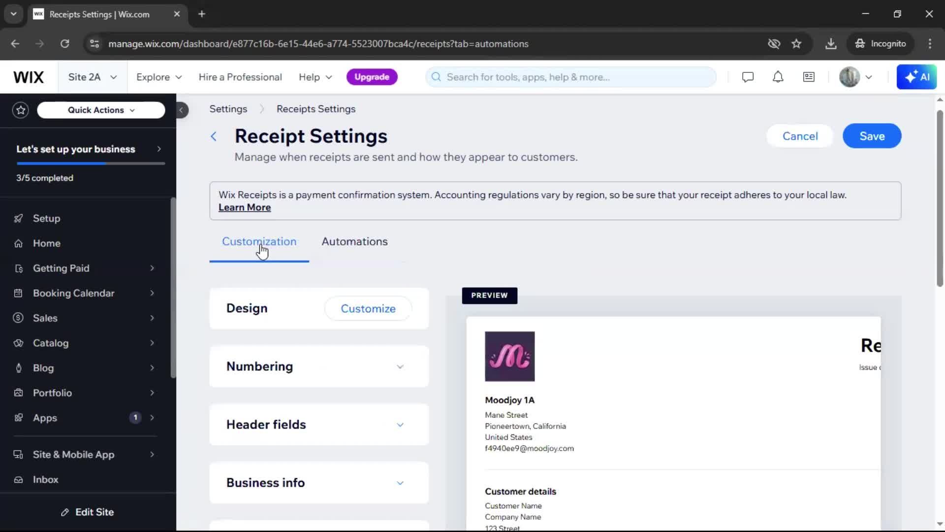 Creating a receipt screenshot