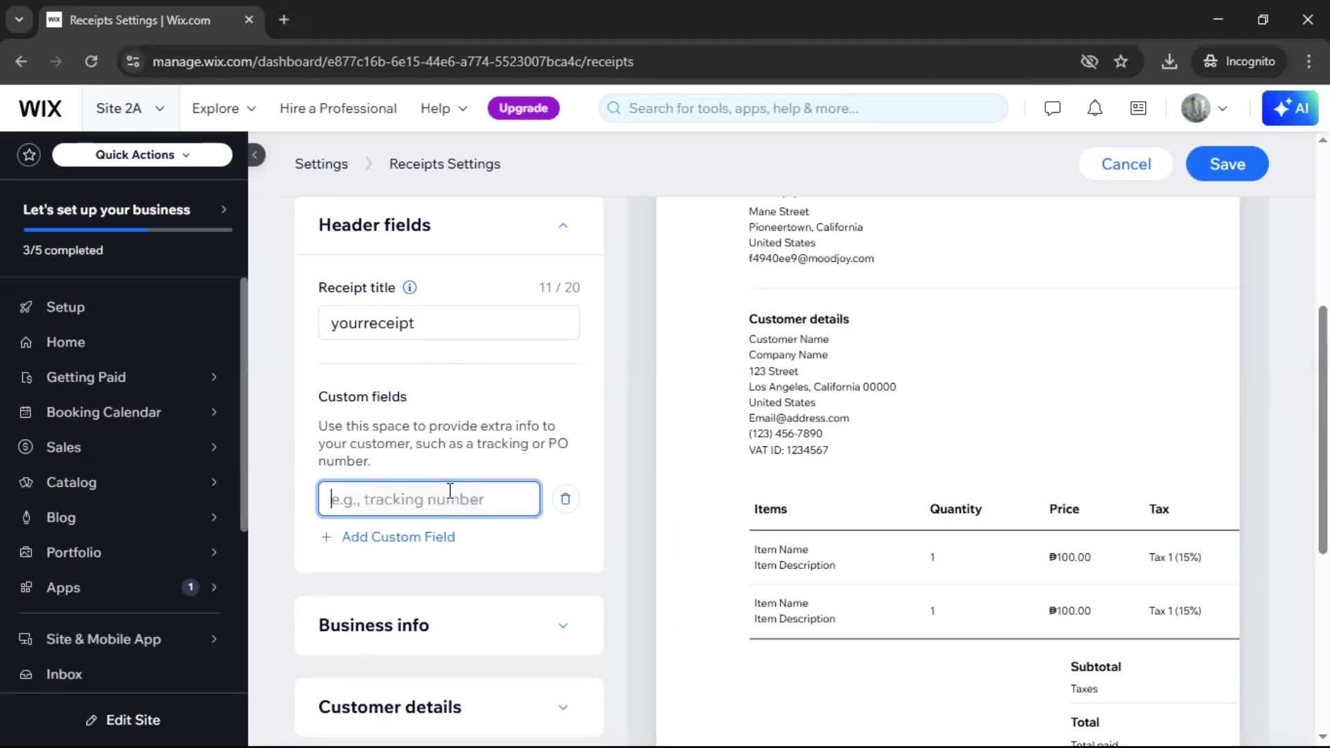 Creating a receipt screenshot