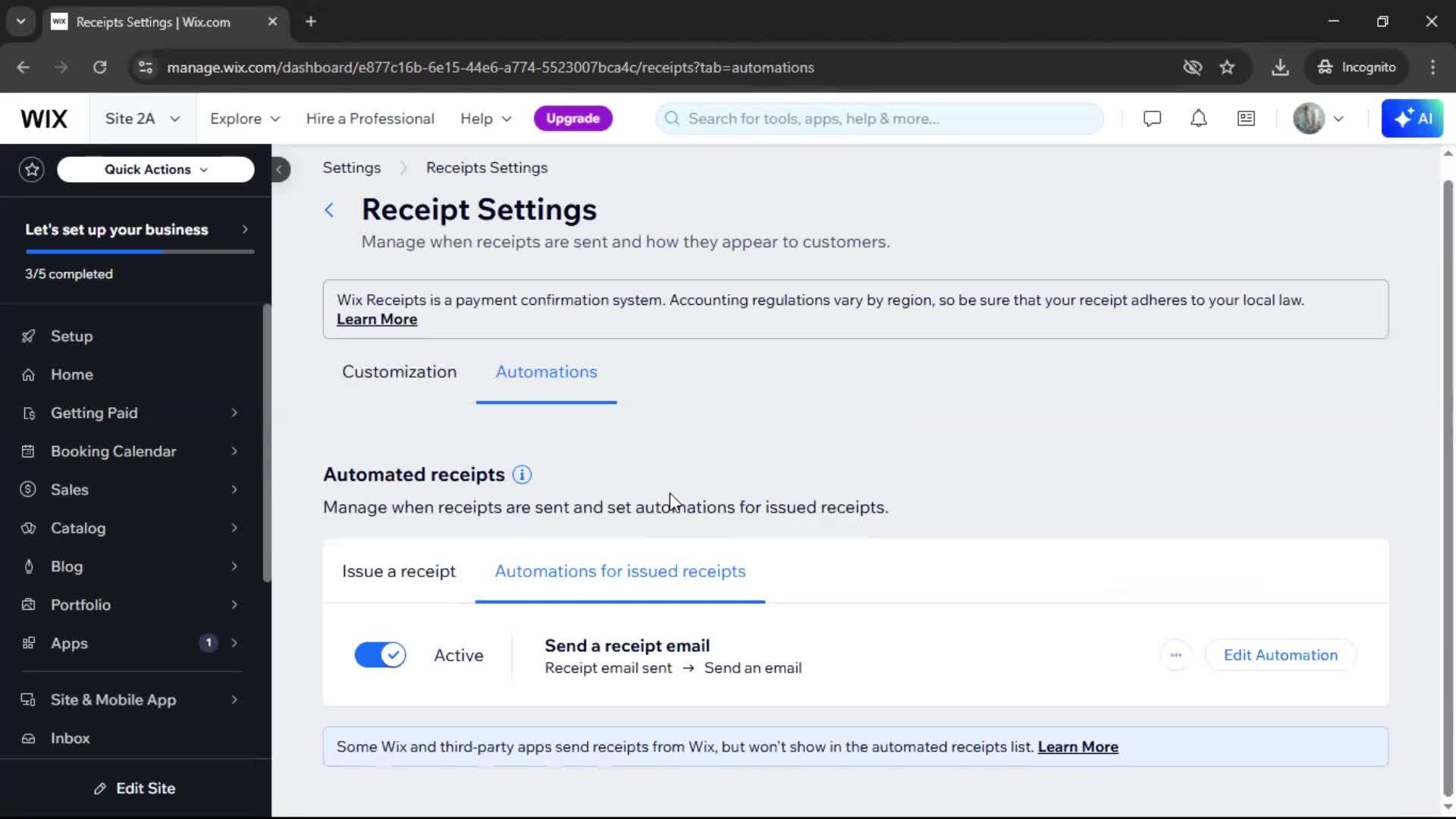 Creating a receipt screenshot