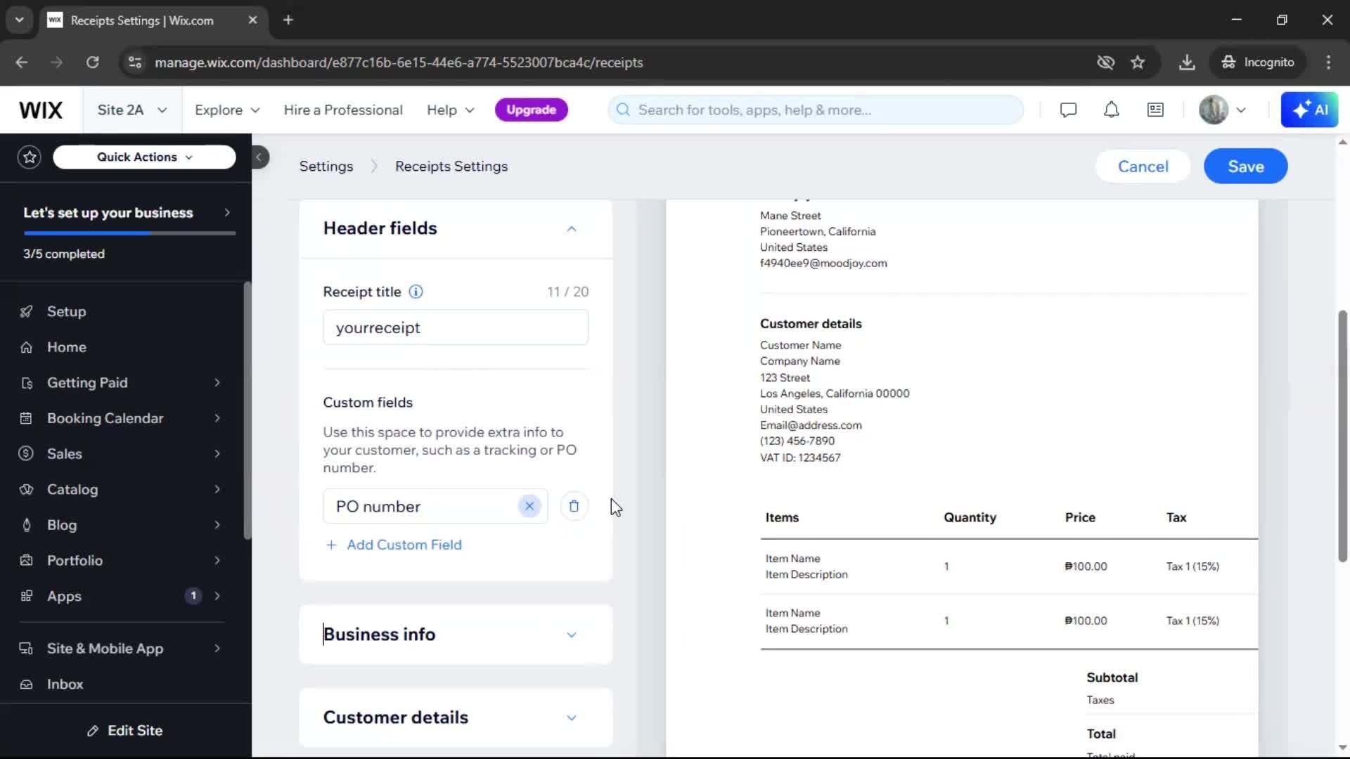 Creating a receipt screenshot