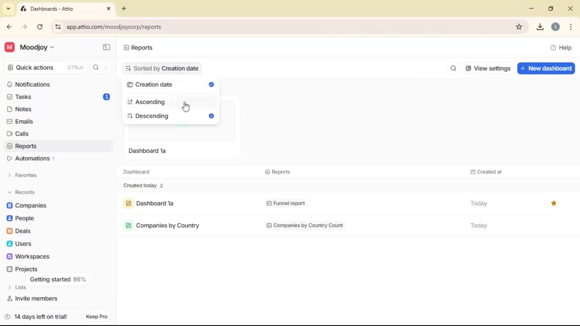Creating a report screenshot