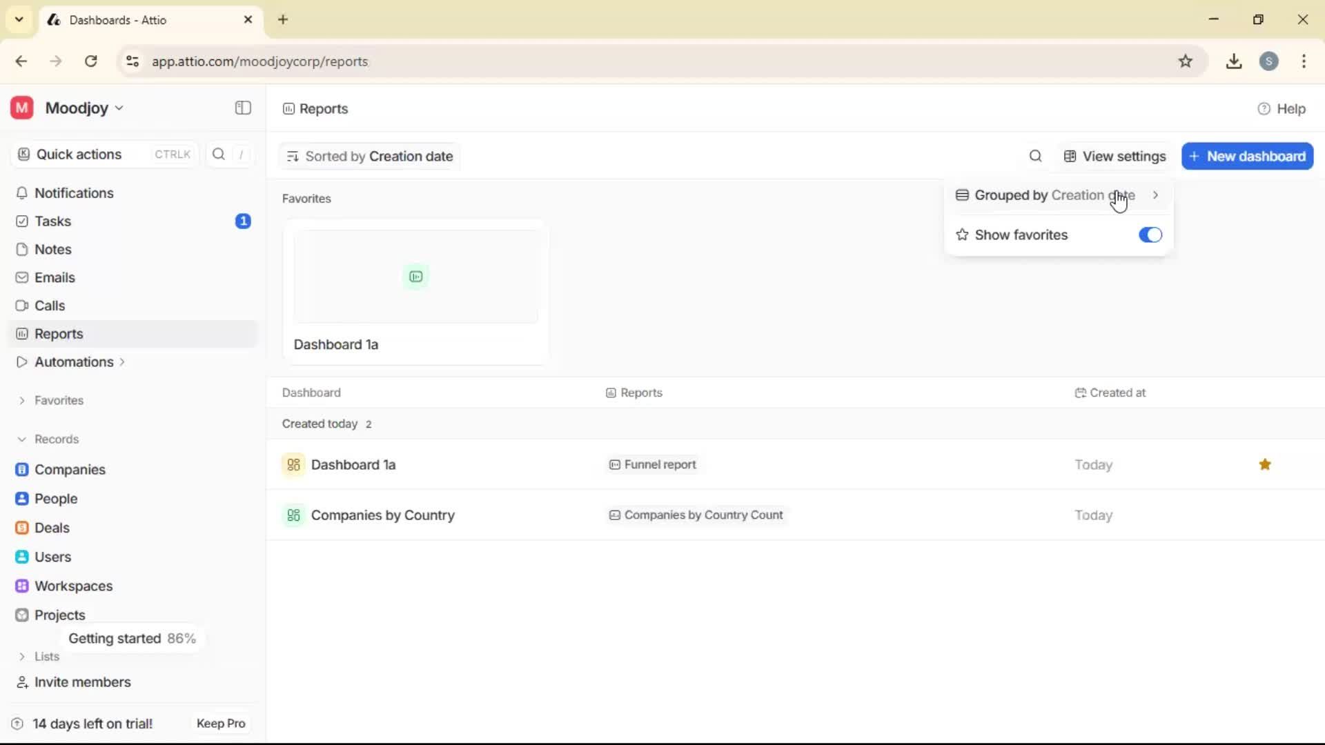 Creating a report screenshot
