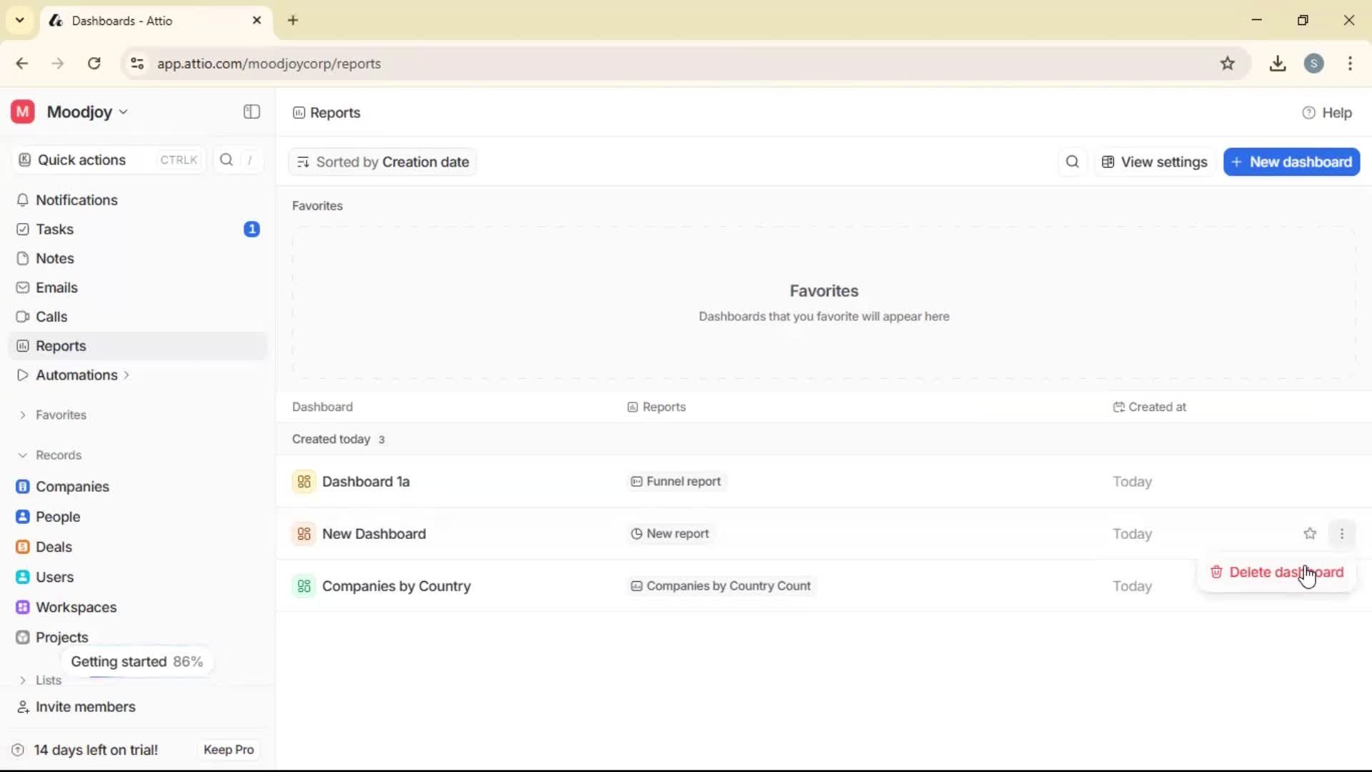 Creating a report screenshot