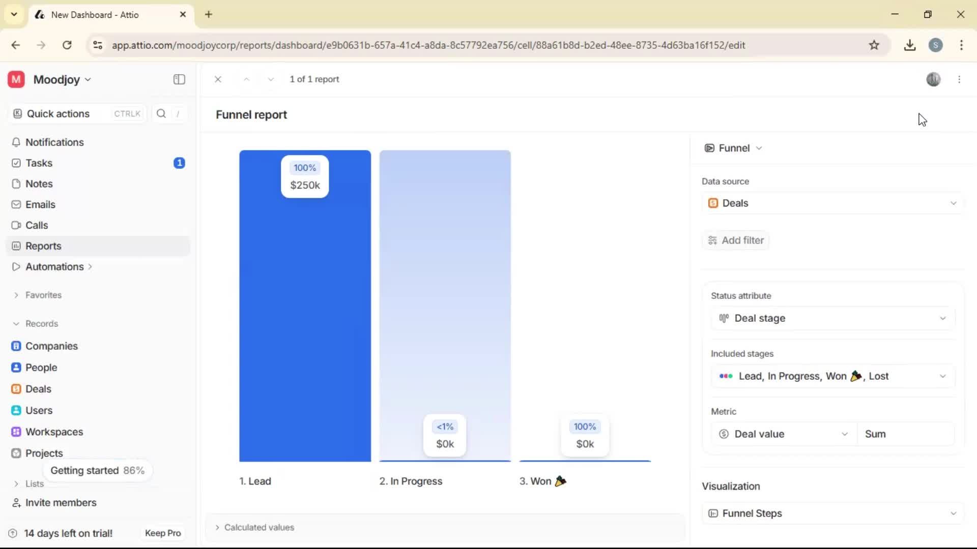 Creating a report screenshot