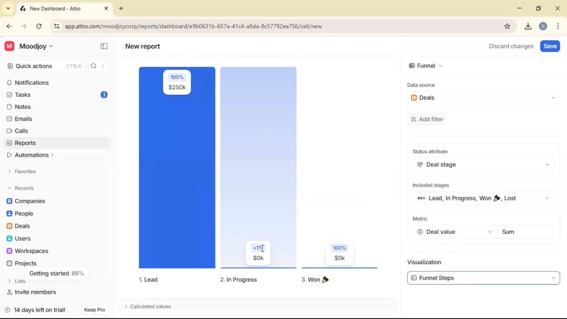 Creating a report screenshot