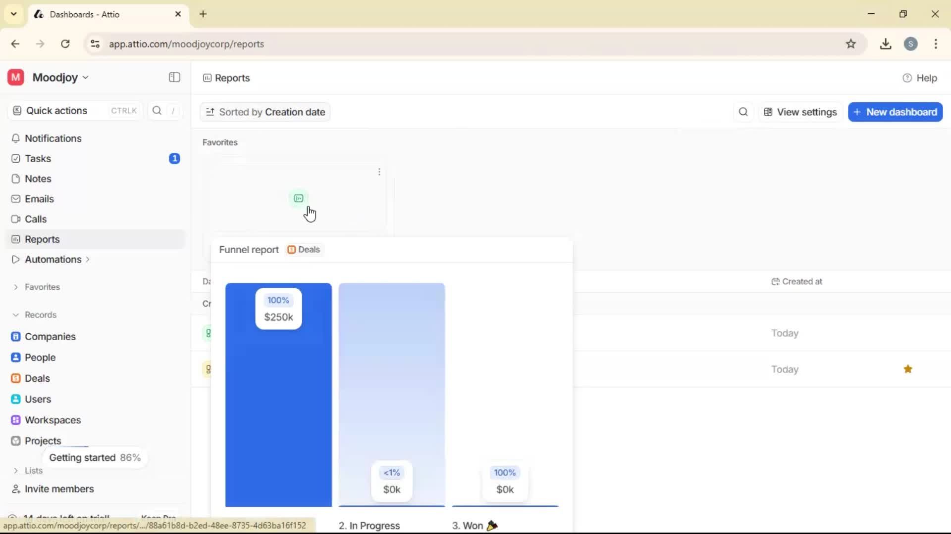 Creating a report screenshot