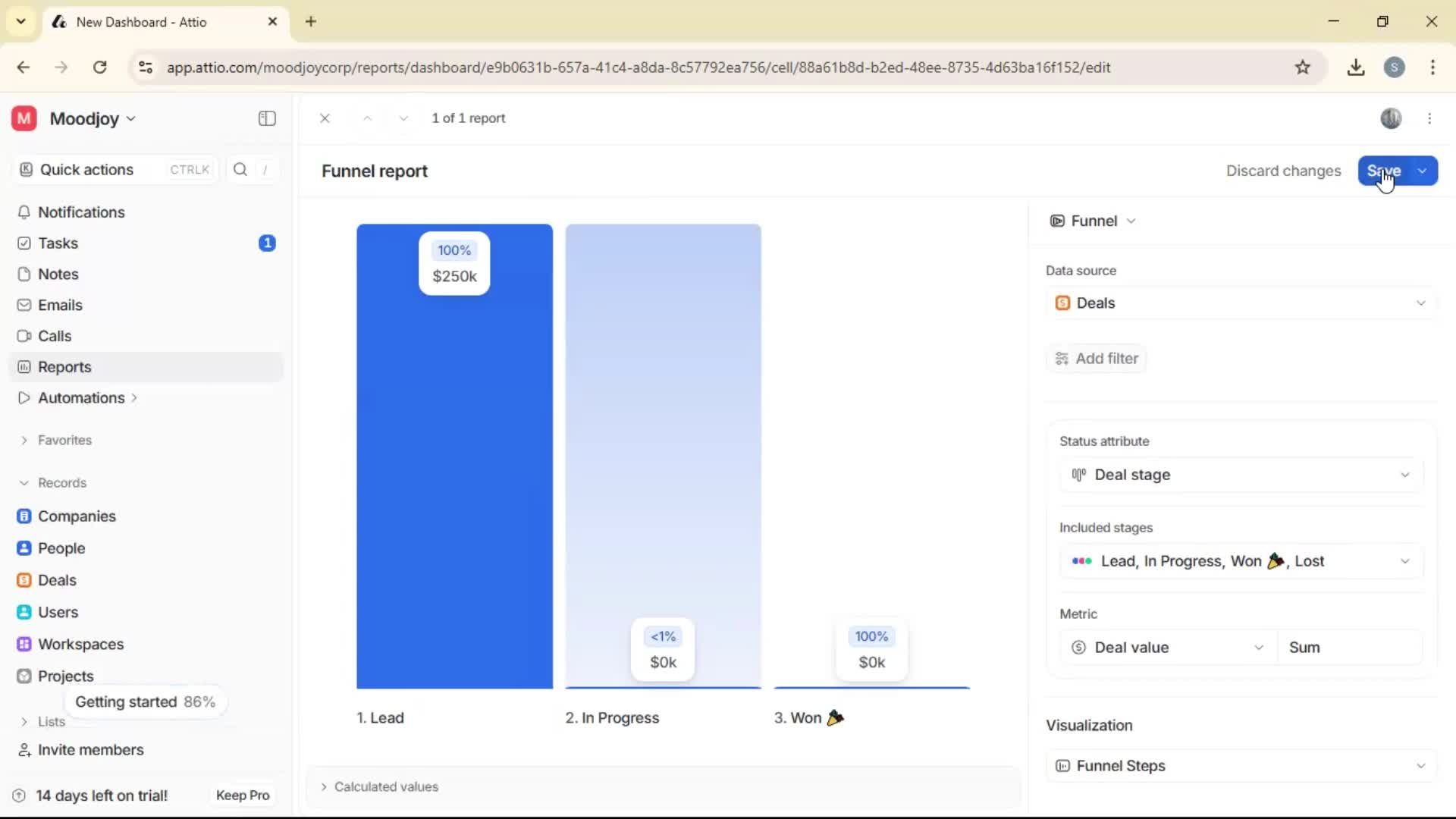 Creating a report screenshot
