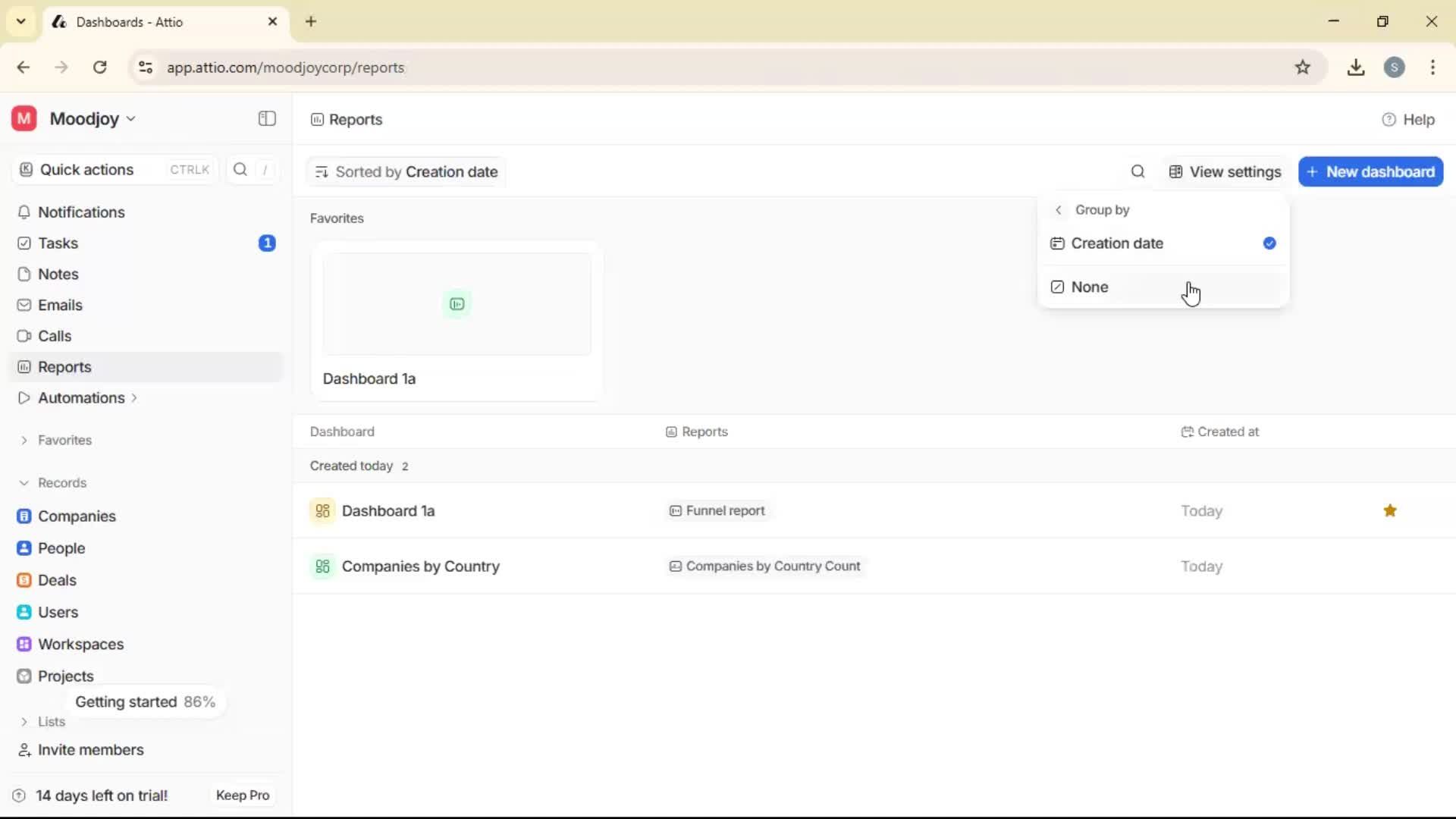 Creating a report screenshot