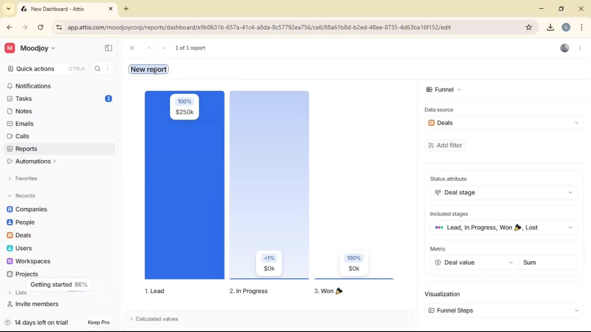 Creating a report screenshot