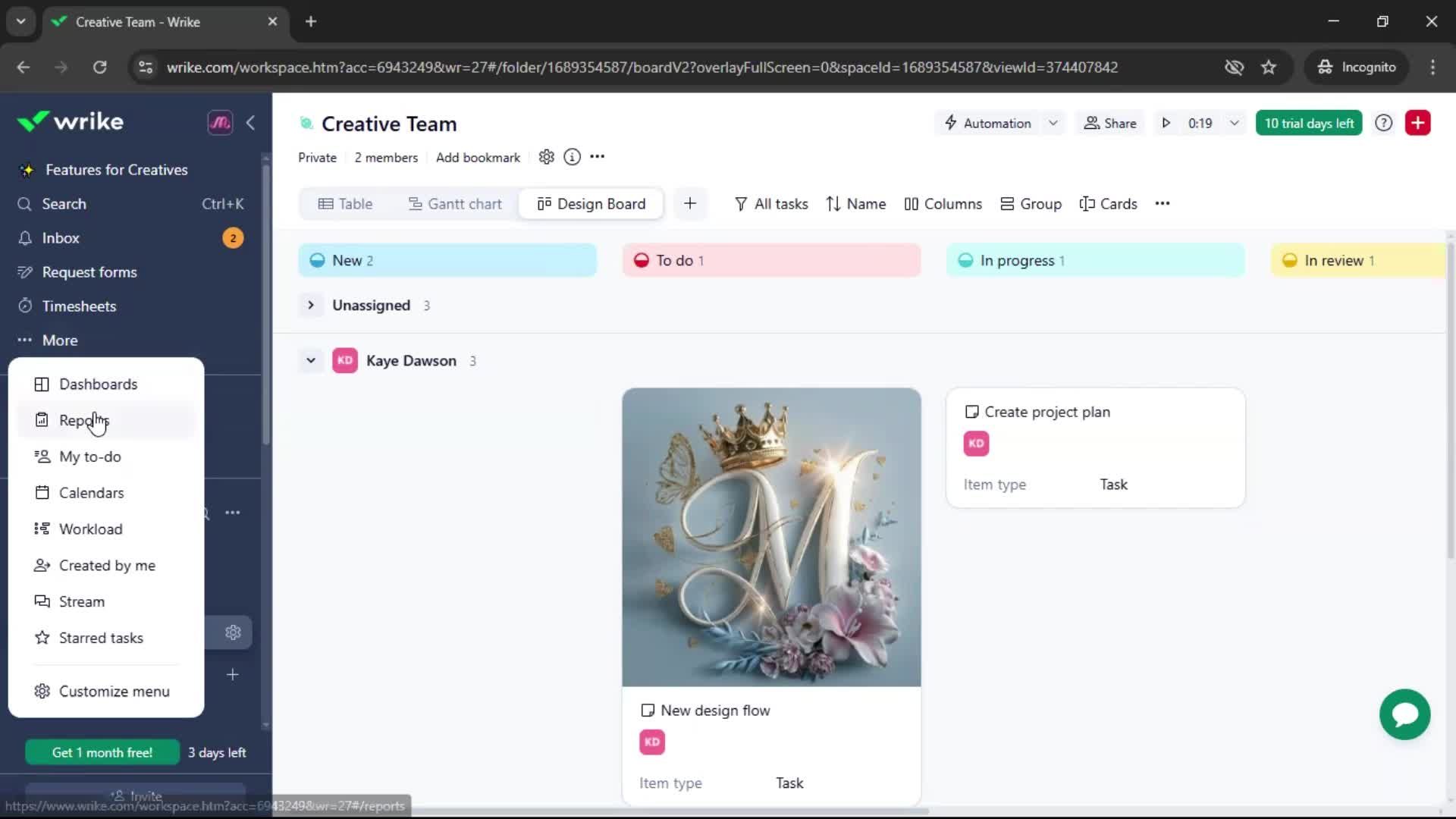 Creating a report screenshot