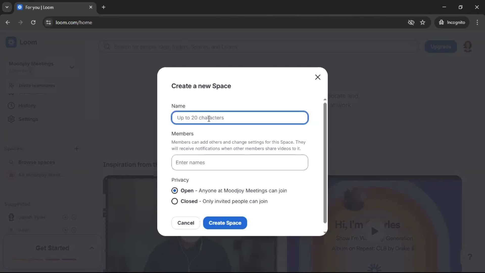 Creating a workspace screenshot
