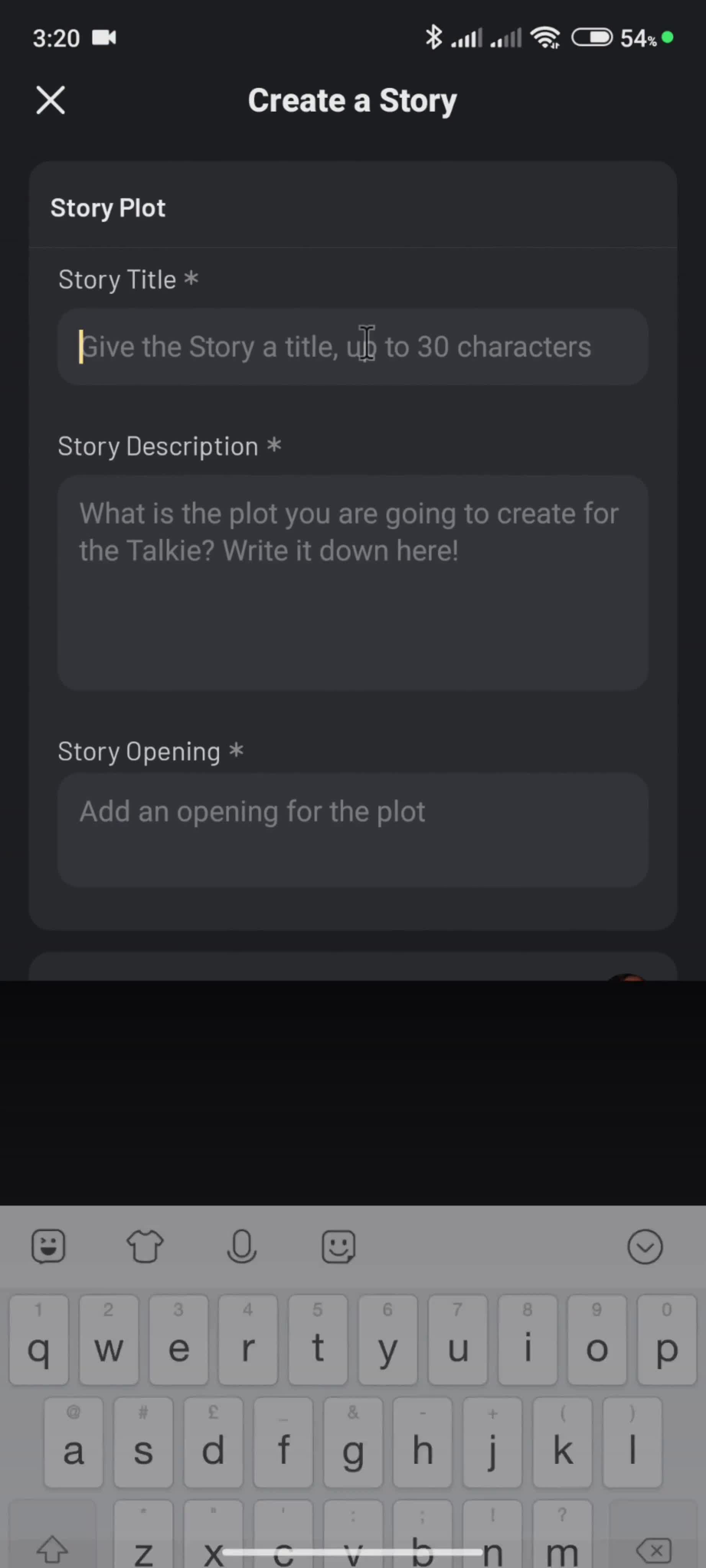 Creating a story screenshot