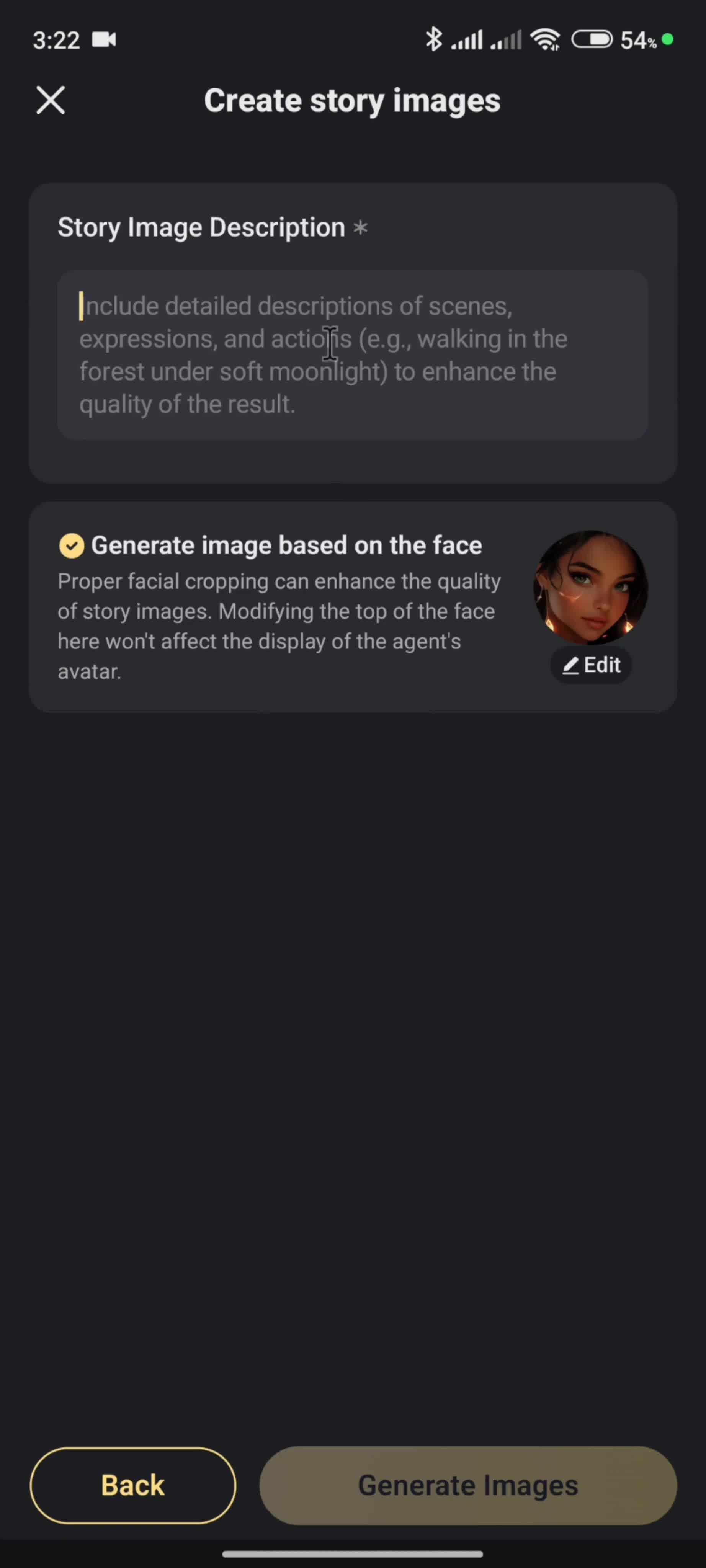 Creating a story screenshot